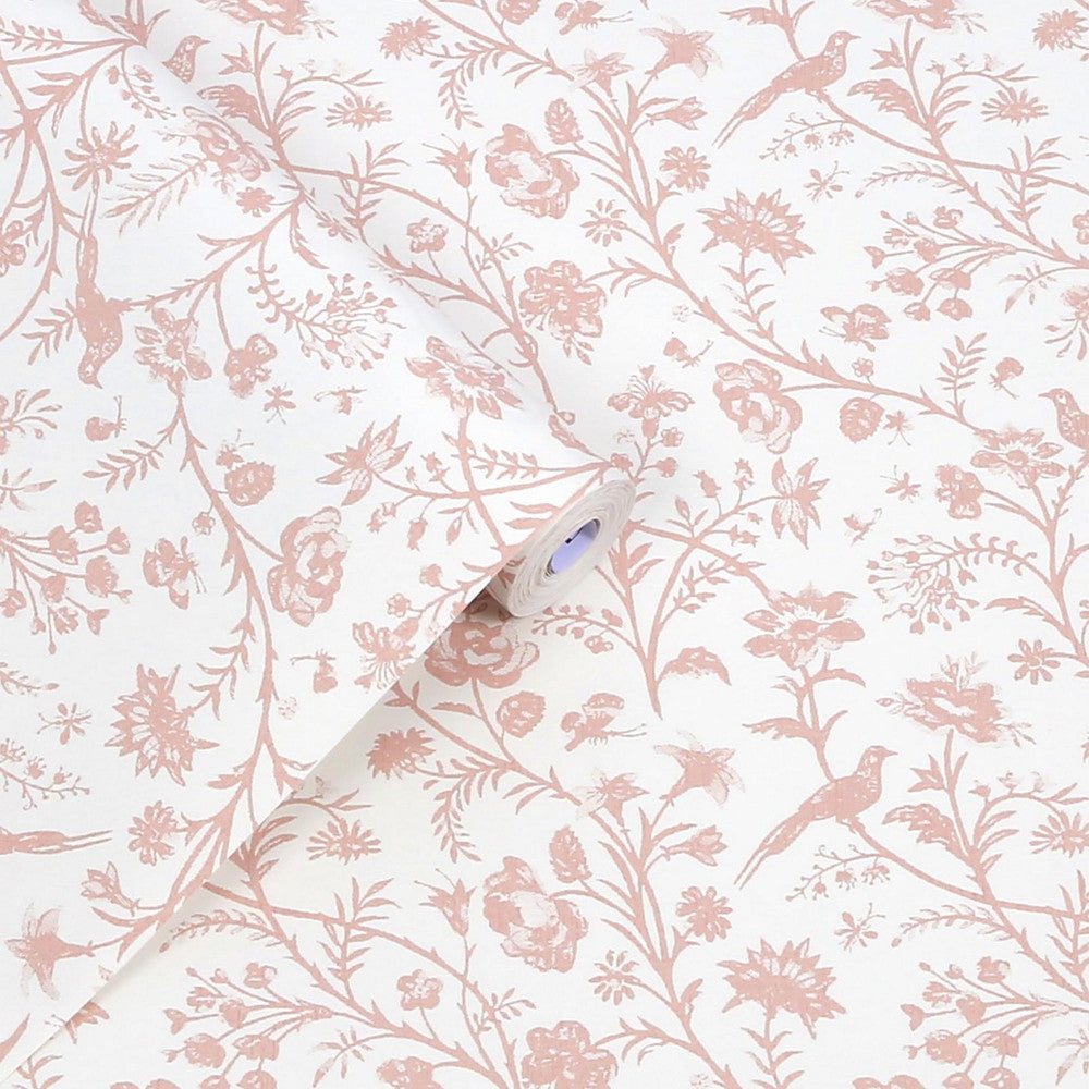 130108 - Shepherd's Purse Wallpaper - Dark Blush - Laura Ashley