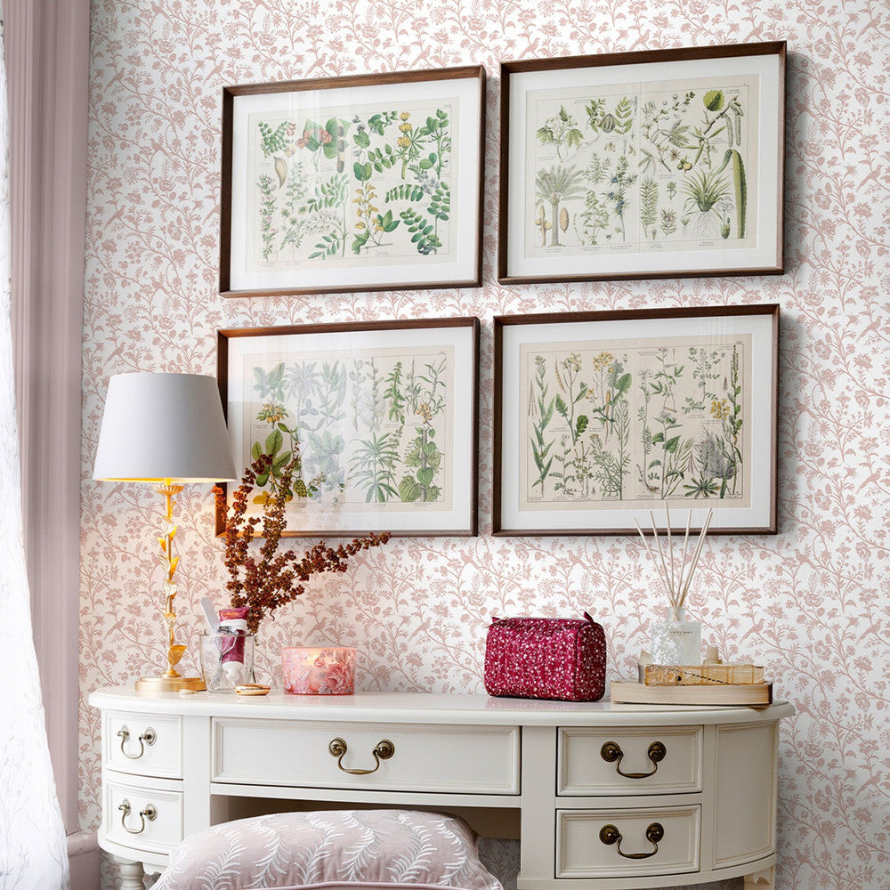 130108 - Shepherd's Purse Wallpaper - Dark Blush - Laura Ashley