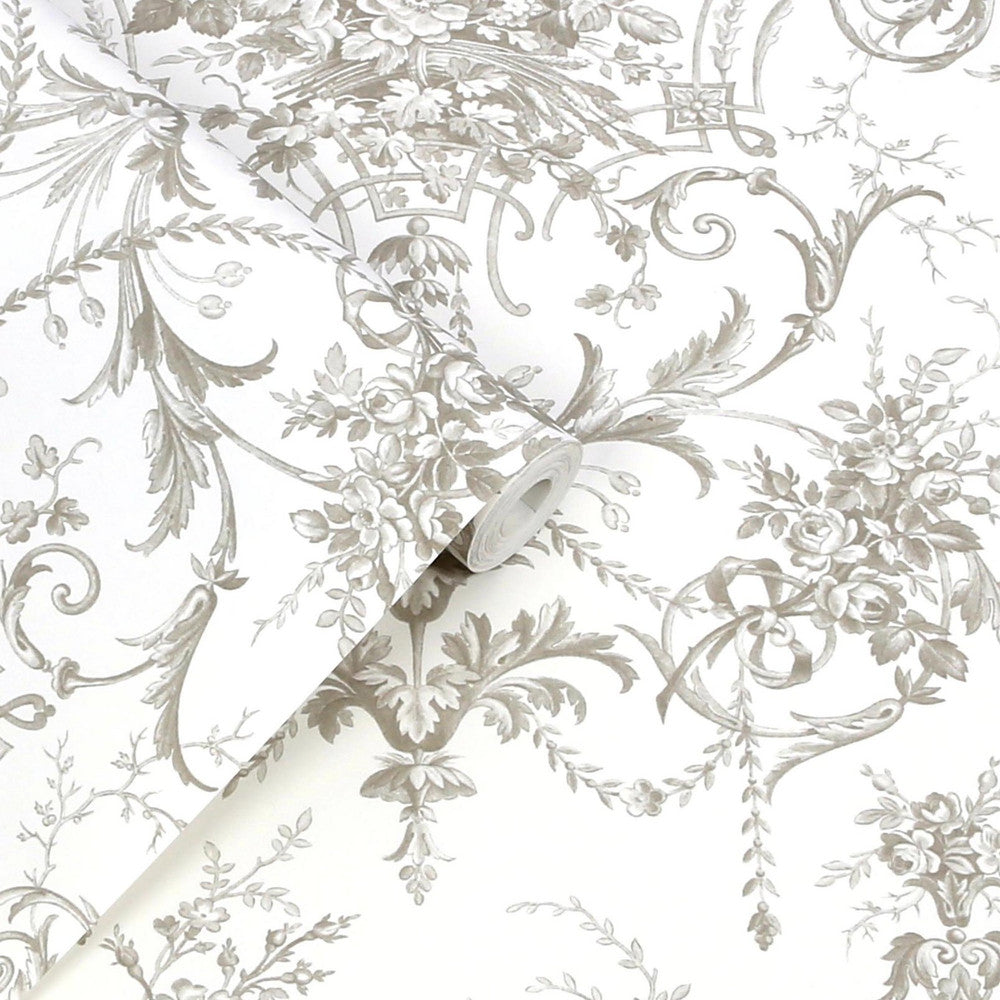 130111 - Tuileries Wallpaper - Dark Dove Grey - Laura Ashley