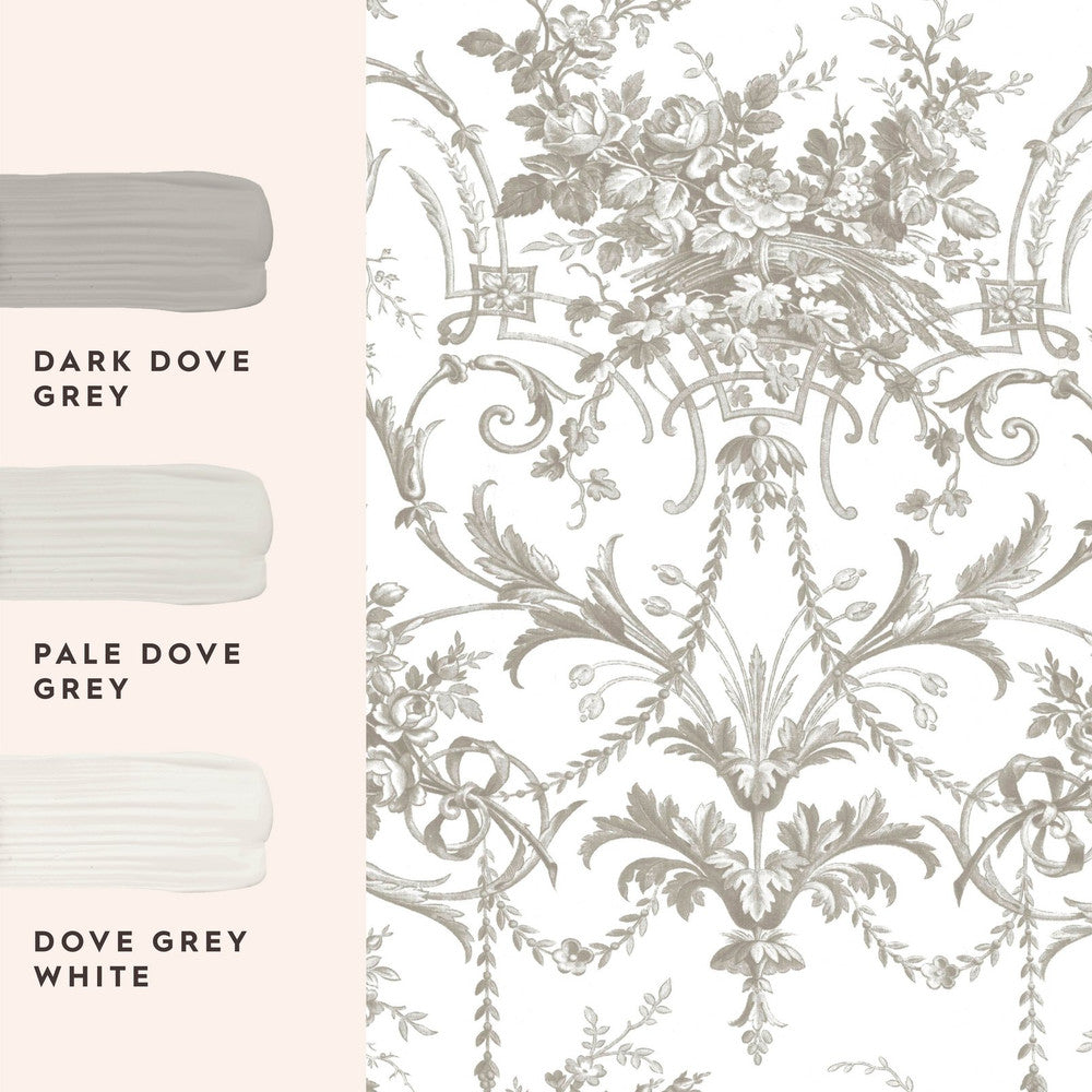 130111 - Tuileries Wallpaper - Dark Dove Grey - Laura Ashley