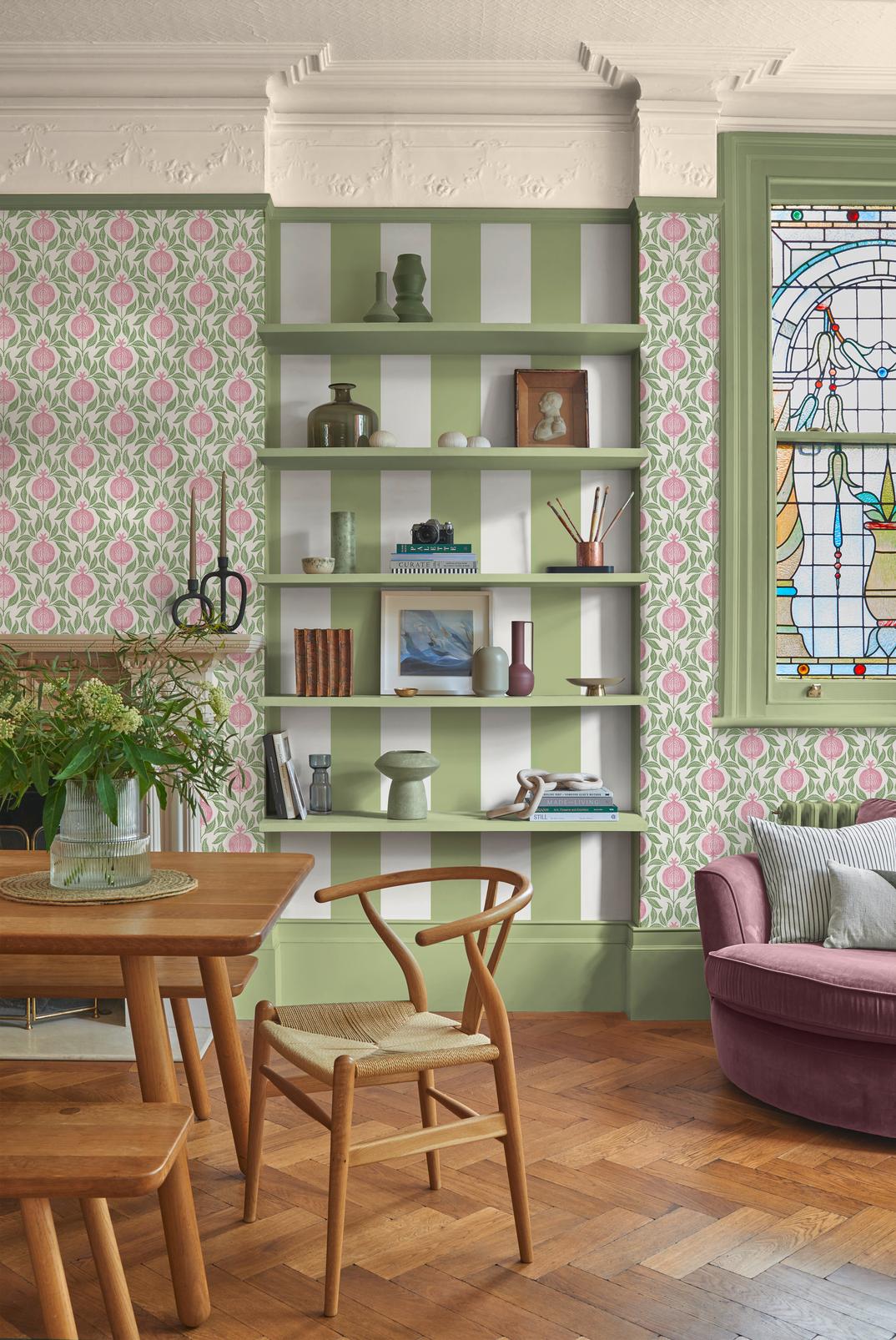 130286 - Apple Of Grenada Wallpaper - Pink & Green - Graham & Brown