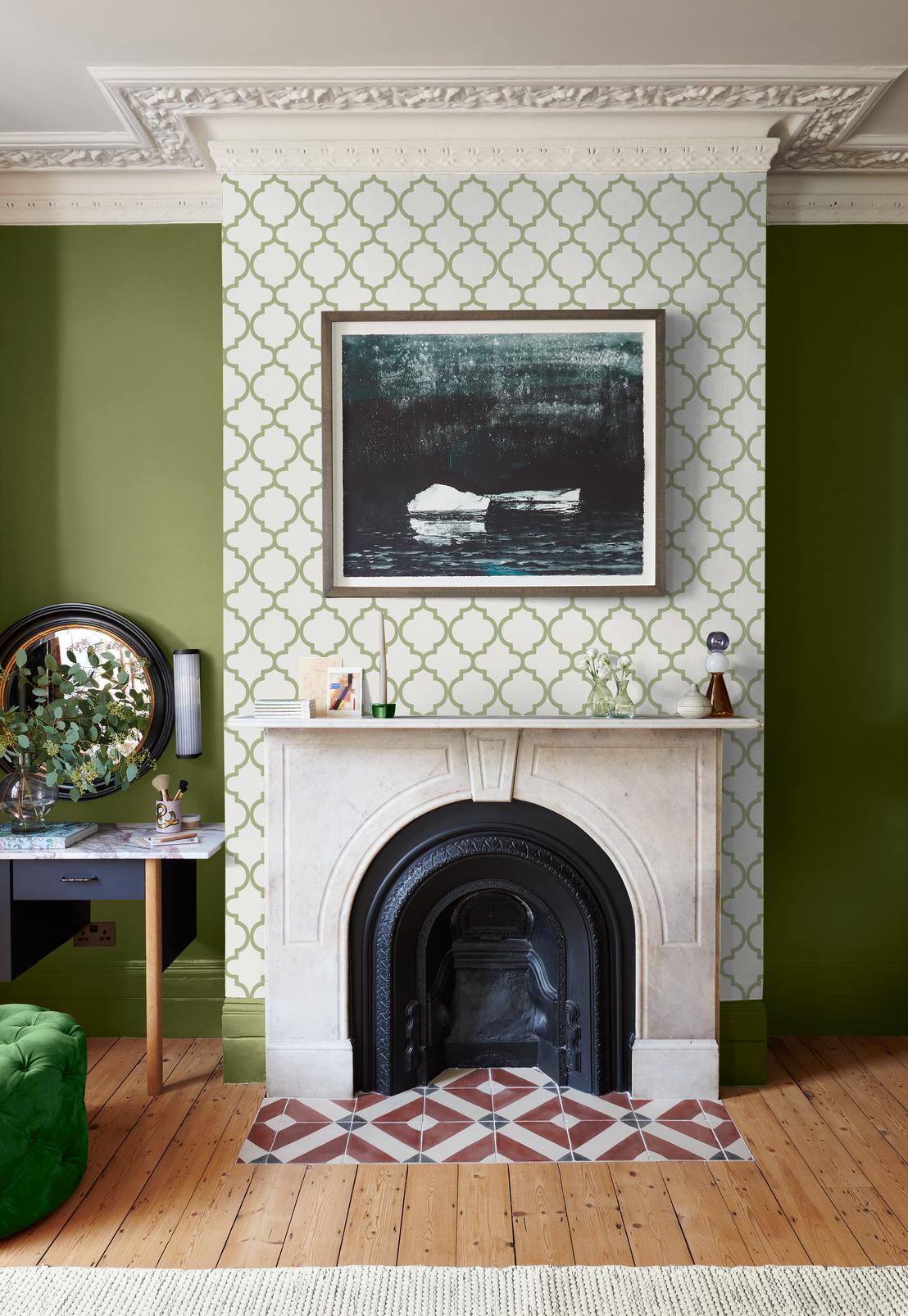 130301 - Trellia Wallpaper - Green - Graham & Brown