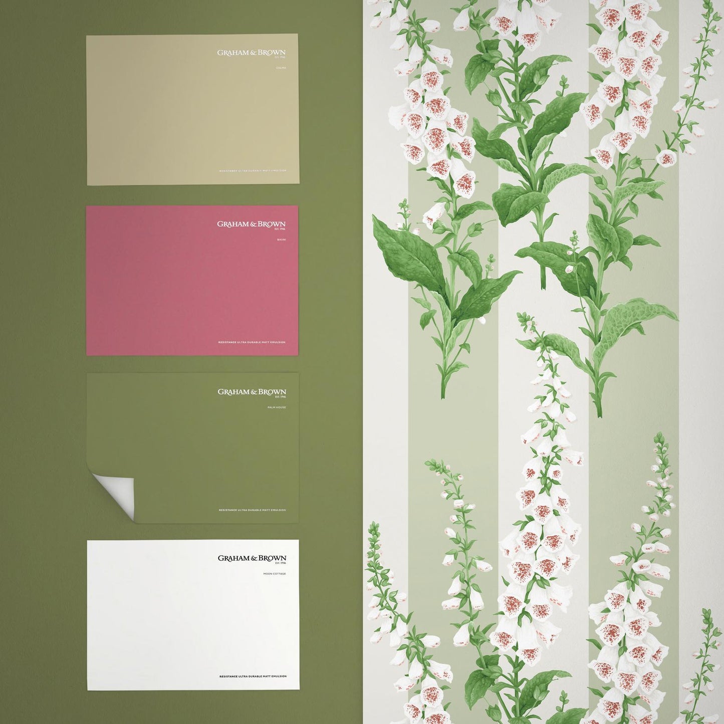 130309 - Floxglove Stripe Wallpaper - Sage - Graham & Brown