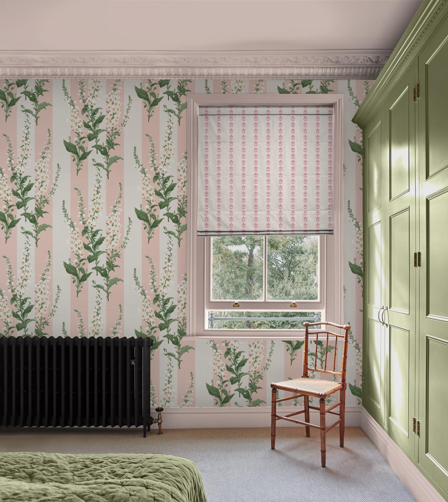 130310 - Foxglove Stripe Wallpaper - Powder - Graham & Brown