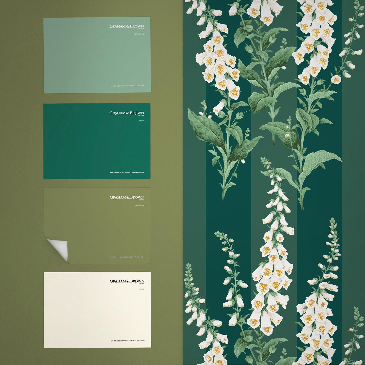 130311 - Foxglove Stripe Wallpaper - Teal - Graham & Brown