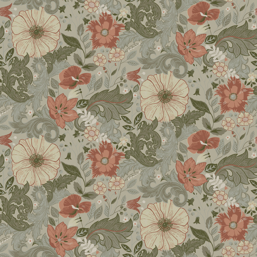 13110 - Victor Wallpaper - Green/Orange - Midbec