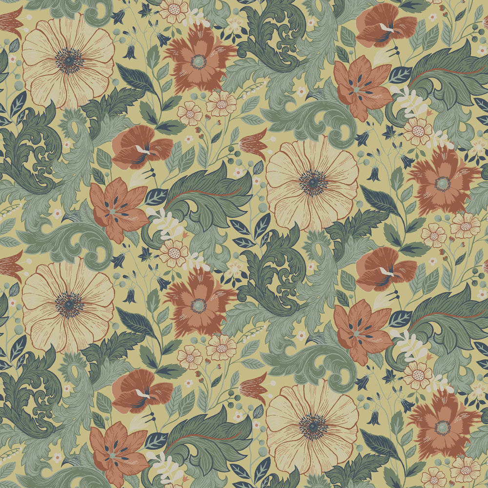 13111 - Victor Wallpaper - Yellow/Green - Midbec