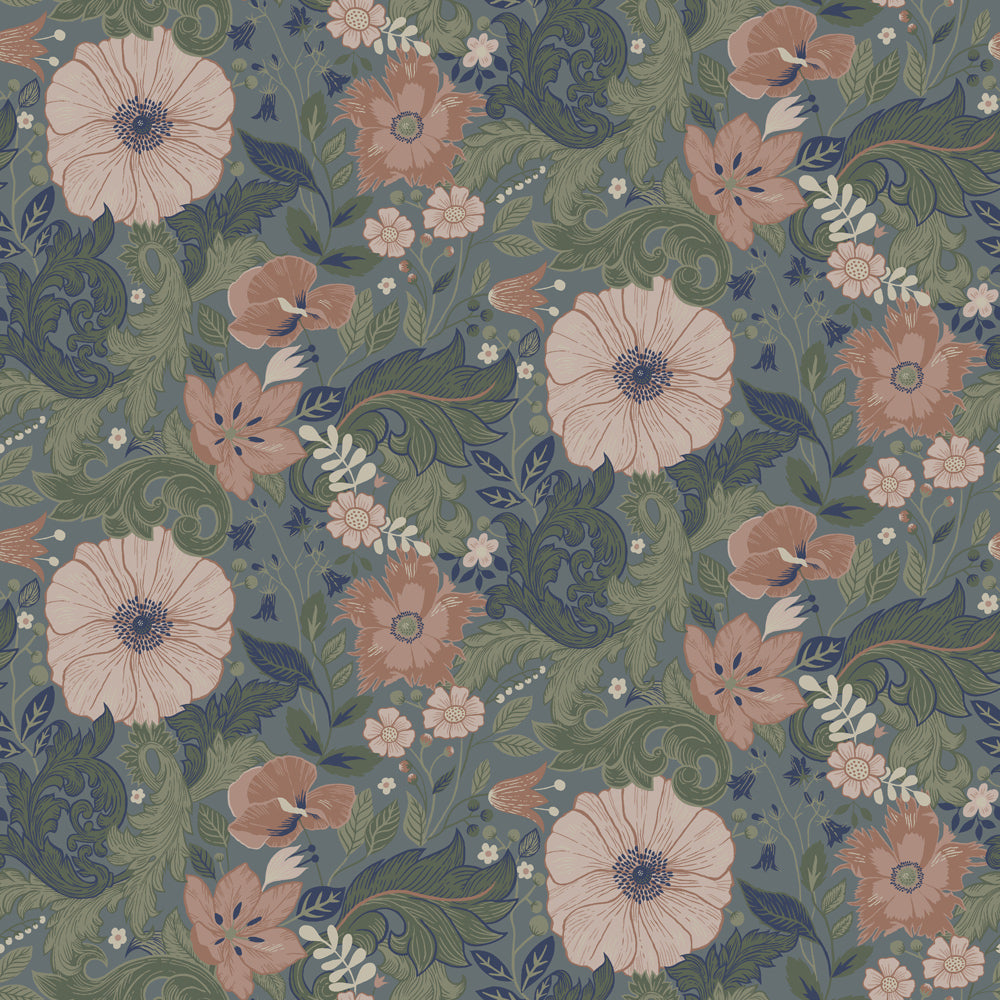 13112 - Victor Wallpaper - Blue - Midbec
