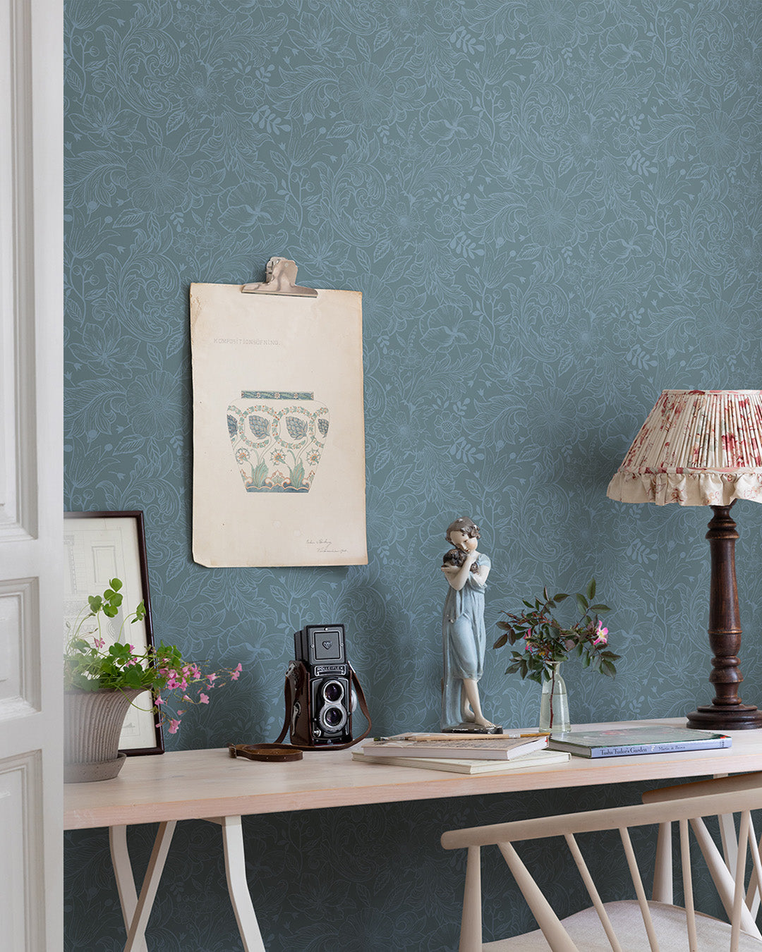 13128 - Wilma Wallpaper - Blue/Gray - Midbec