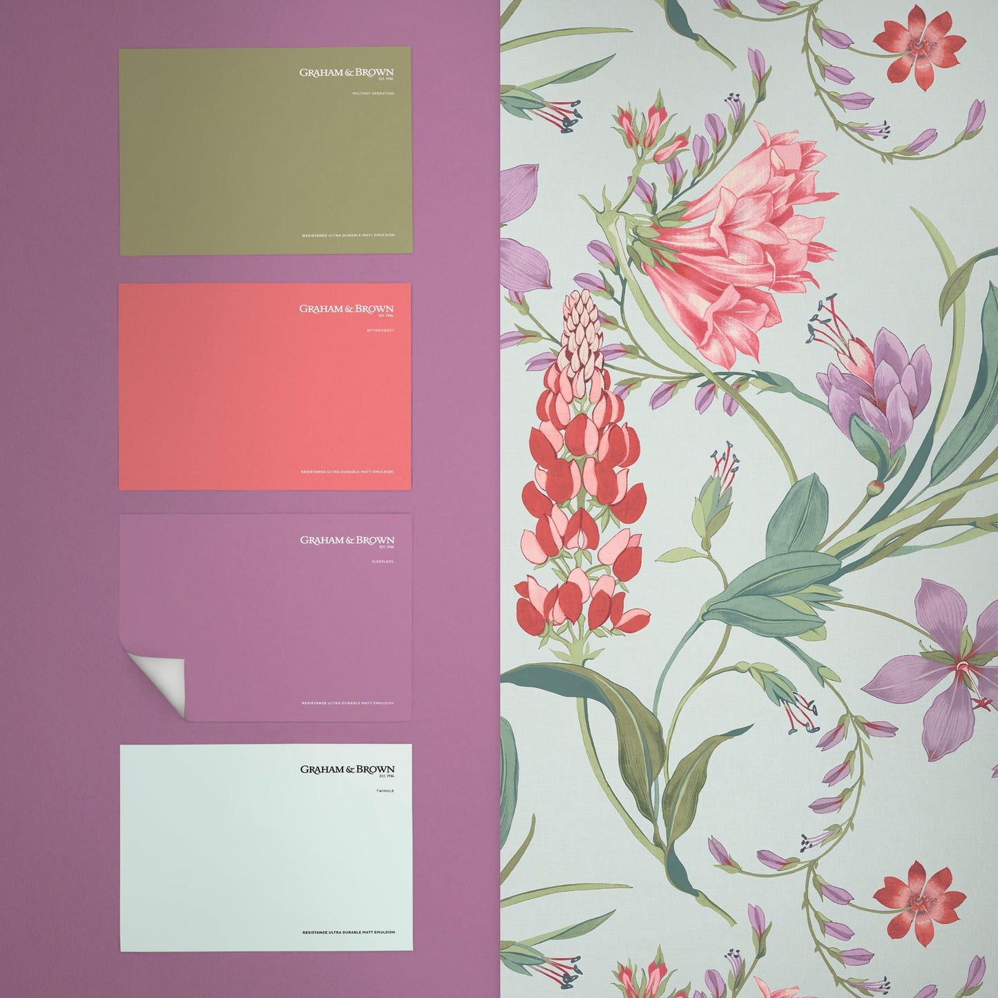 131672 - Botanists Scroll Wallpaper - Duck Egg - Graham & Brown