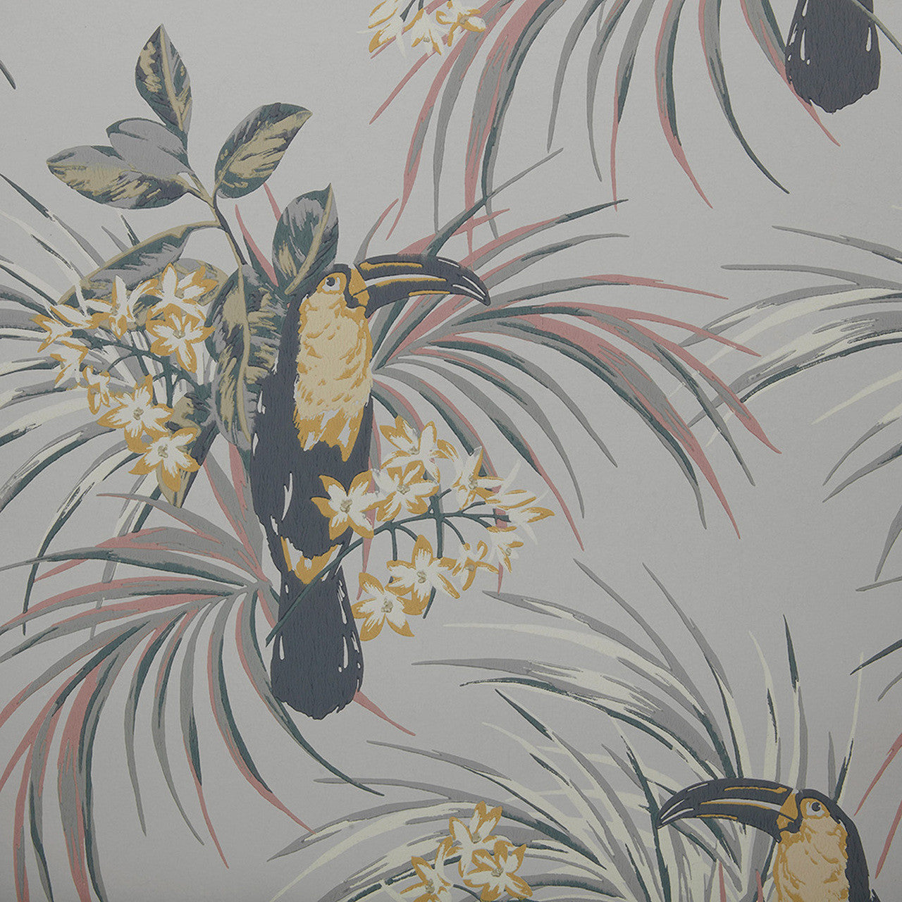 1907-135-06 - Le Toucan Wallpaper - Soft Grey - 1838 wallcoverings