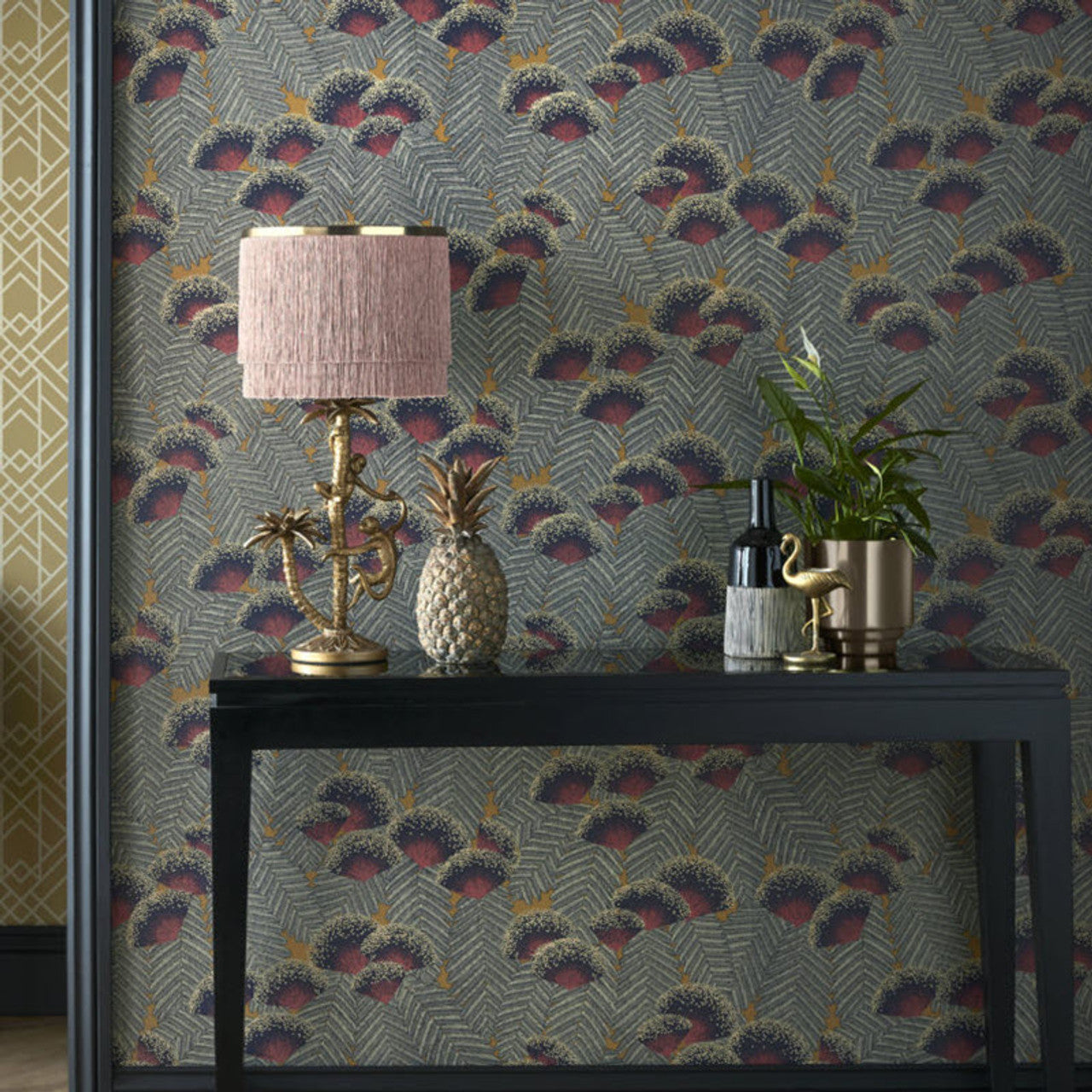 1907-138-03 - Clarice Wallpaper - Jet Black - 1838 wallcoverings