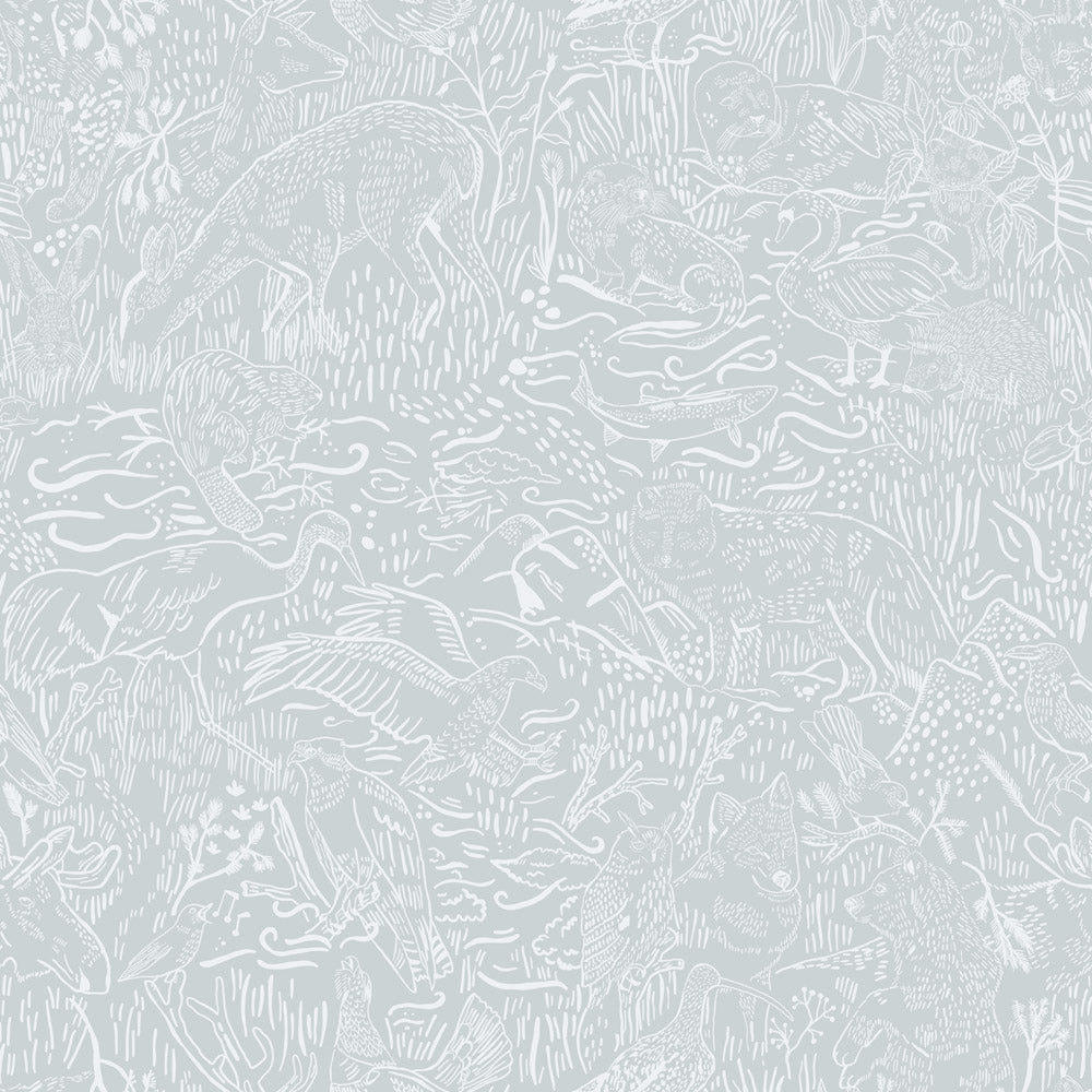 26024 - Landskapsdjur Wallpaper - Light Blue - Midbec