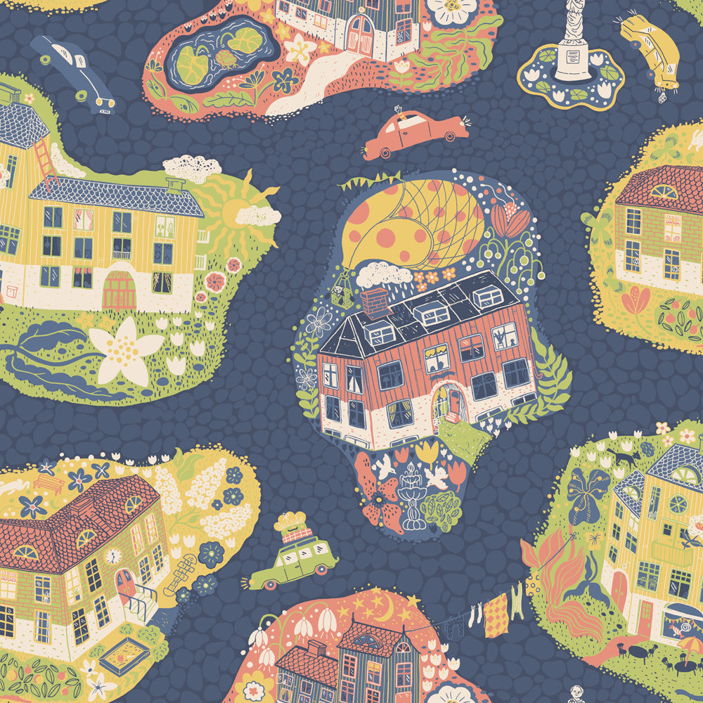 29010 - Staden Wallpaper - Dark Blue - Midbec