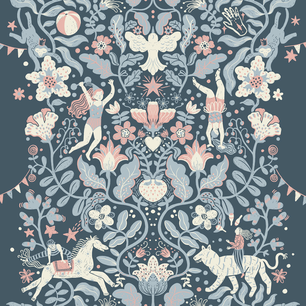29028 - Cirkus Wallpaper - Blue - Midbec