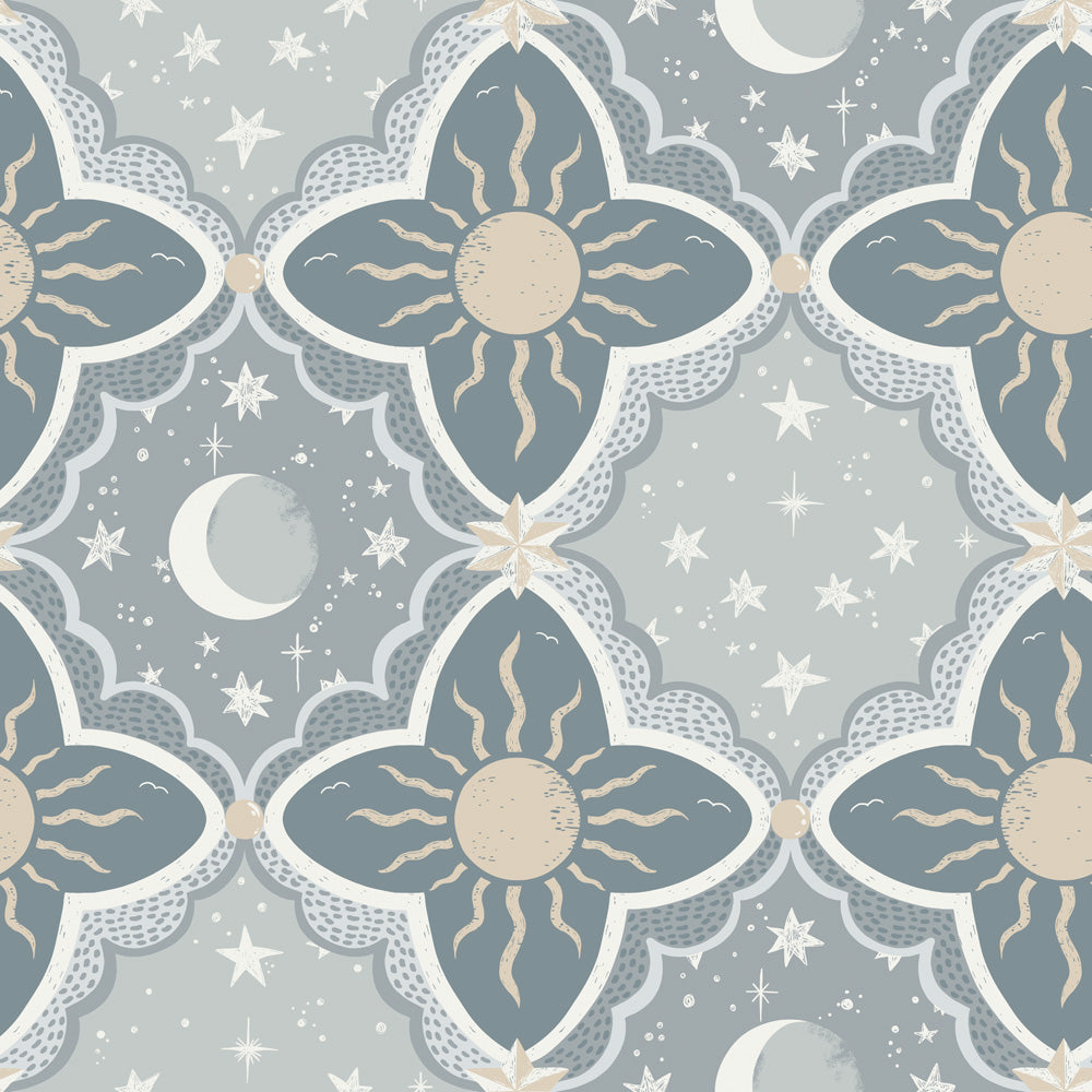 29034 - Sol & Mane Wallpaper - Blue/Gray - Midbec