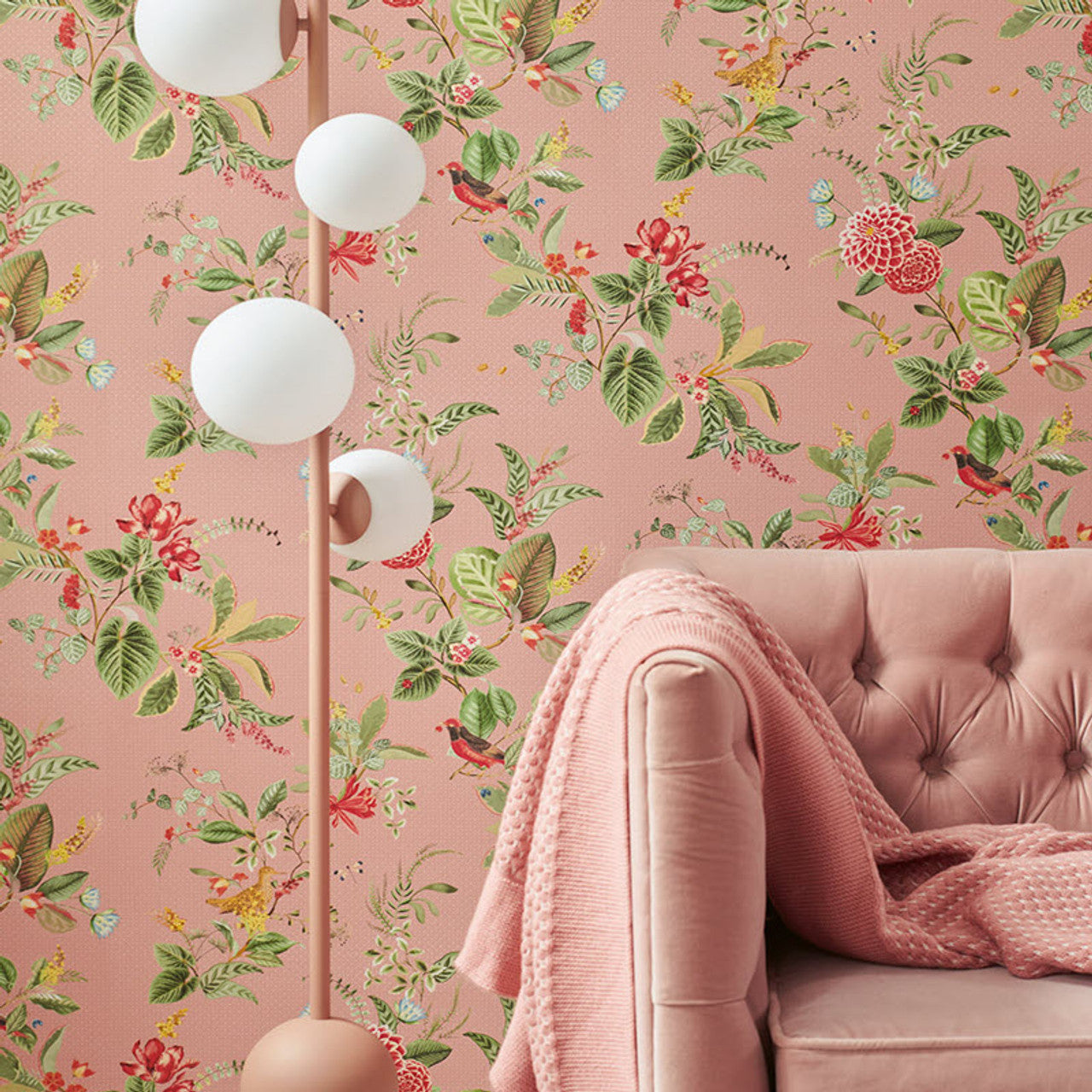 300111 - Pip Studio 5 Floris Wallpaper - Pink - Eijffinger