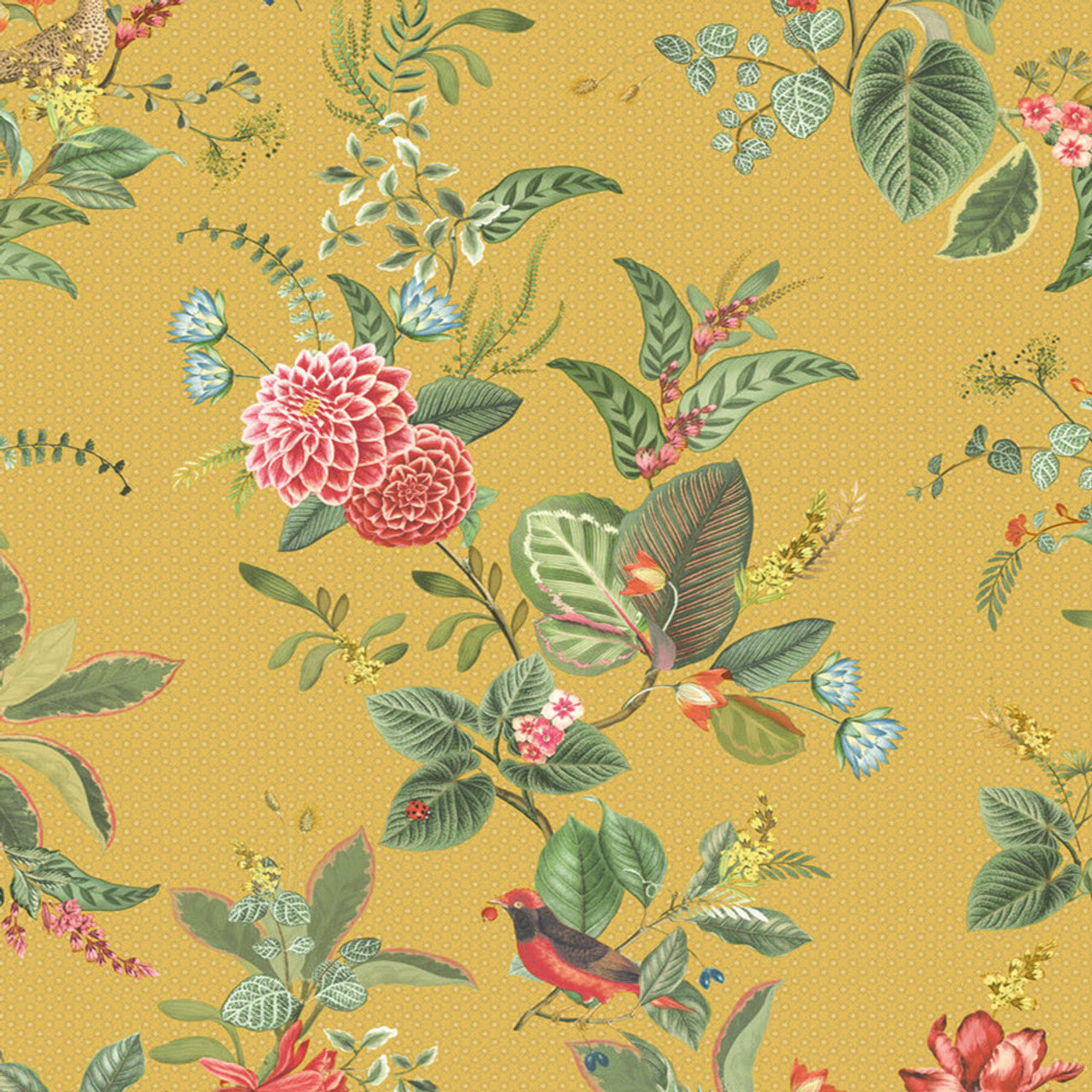 300112 - Pip Studio 5 Floris Wallpaper - Yellow - Eijffinger