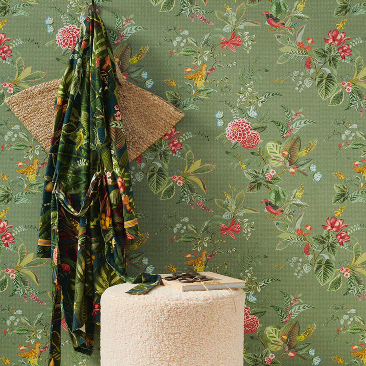 300114 - Pip Studio 5 Floris Wallpaper - Green - Eijffinger