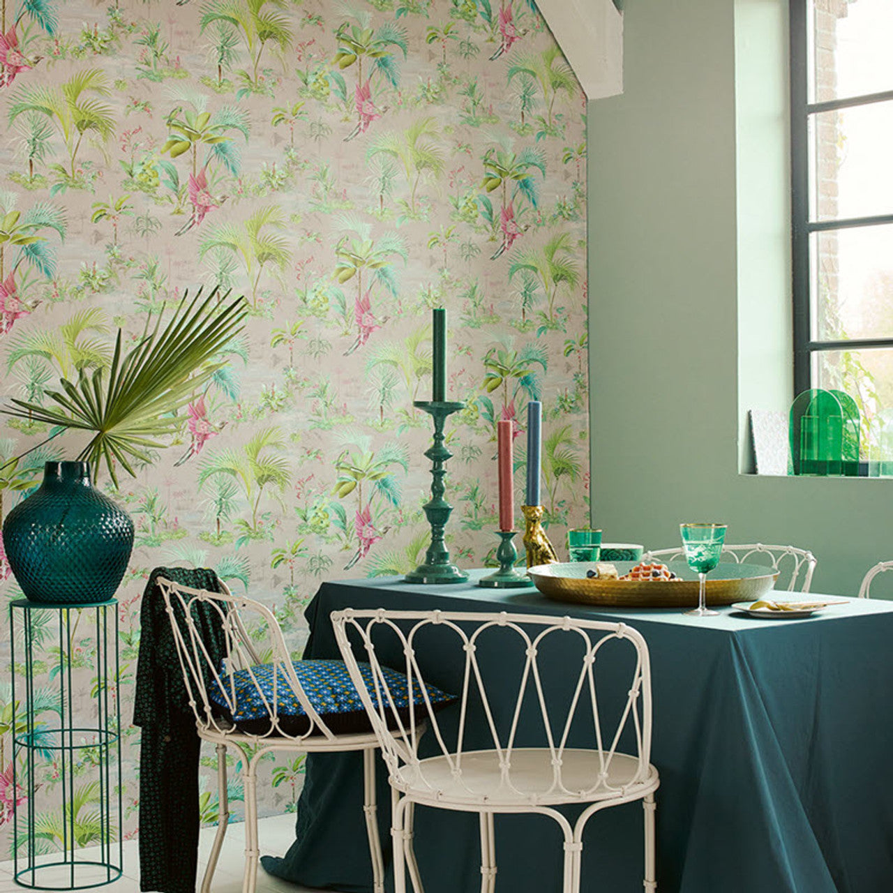 300142 - Pip Studio 5 Palm Scene Wallpaper - Grey - Eijffinger