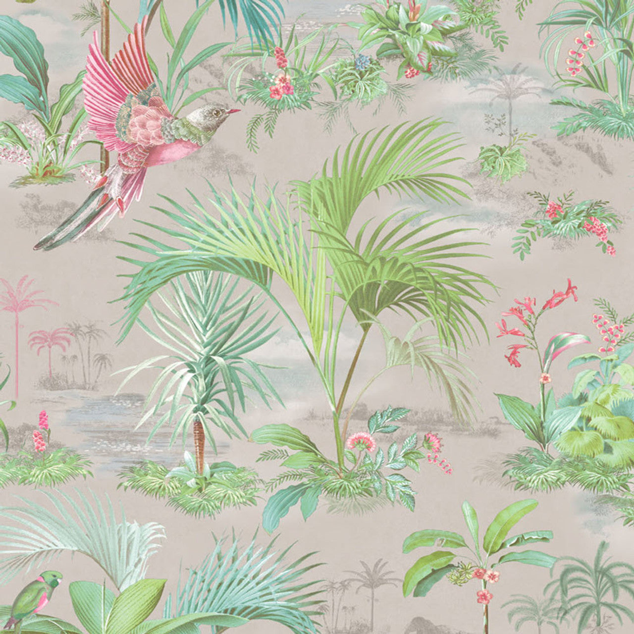 300142 - Pip Studio 5 Palm Scene Wallpaper - Grey - Eijffinger