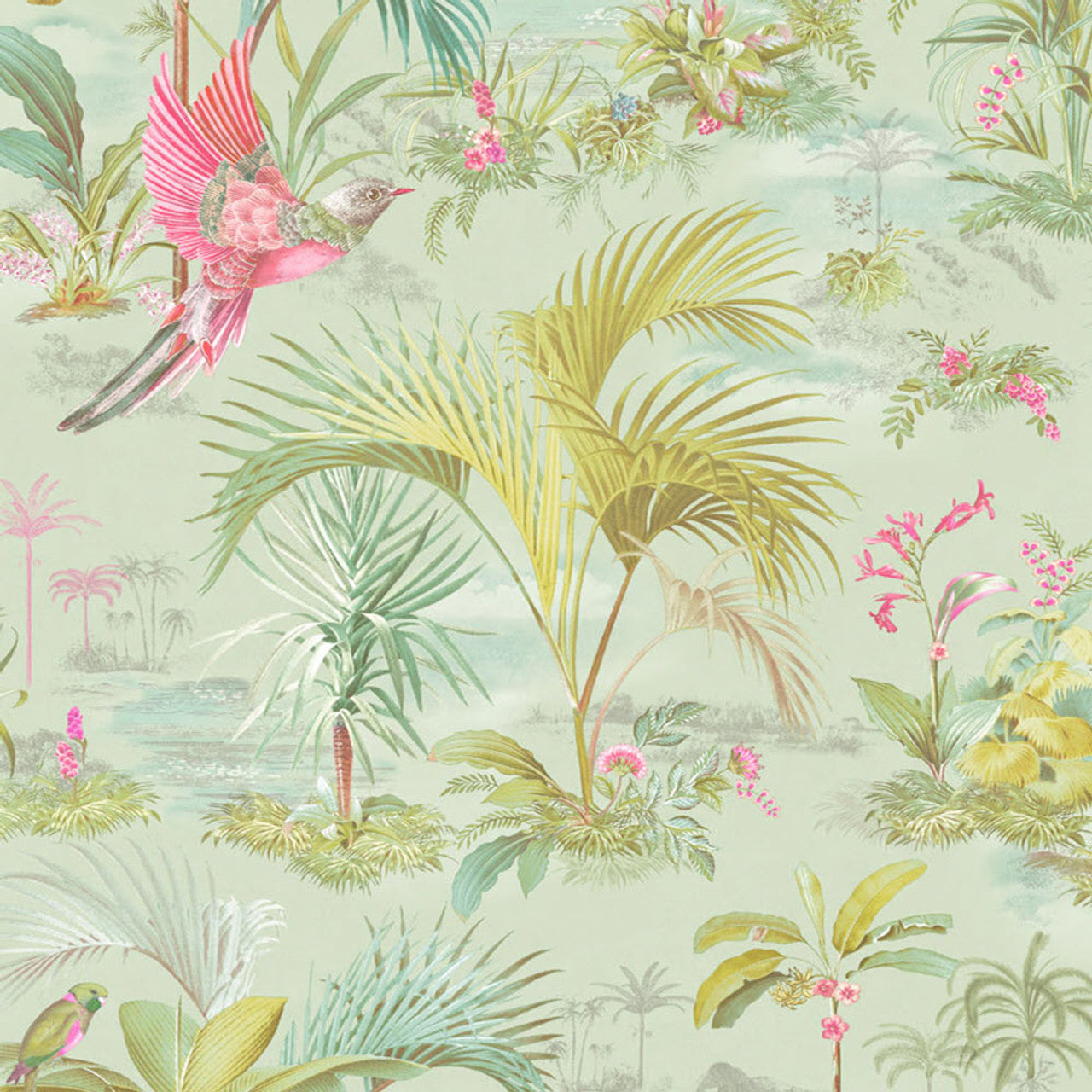 300144 - Pip Studio 5 Palm Scene Wallpaper - Green - Eijffinger