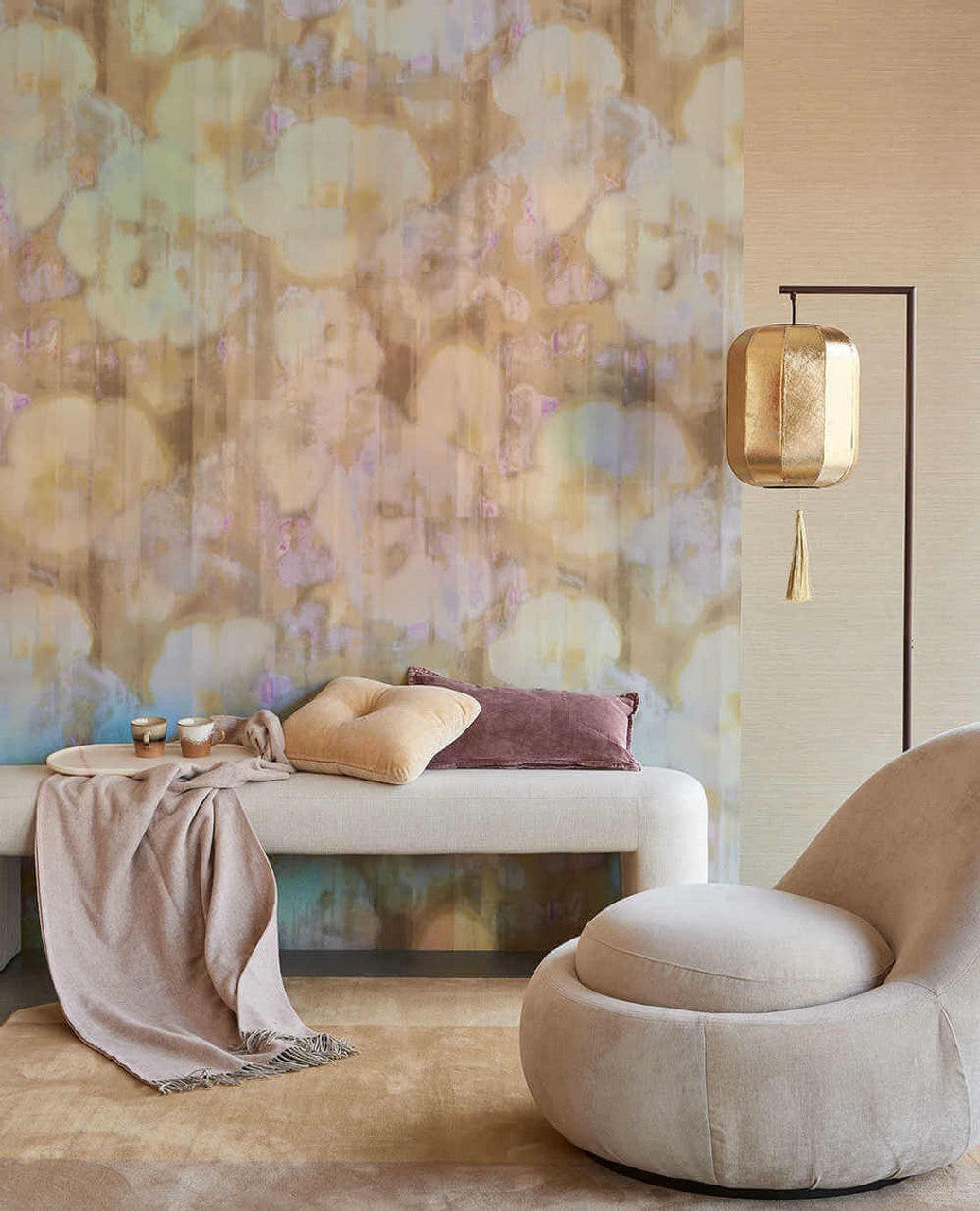 313573 - Inky Floral Mural Wallpaper - Beige / Sand - Eijffinger