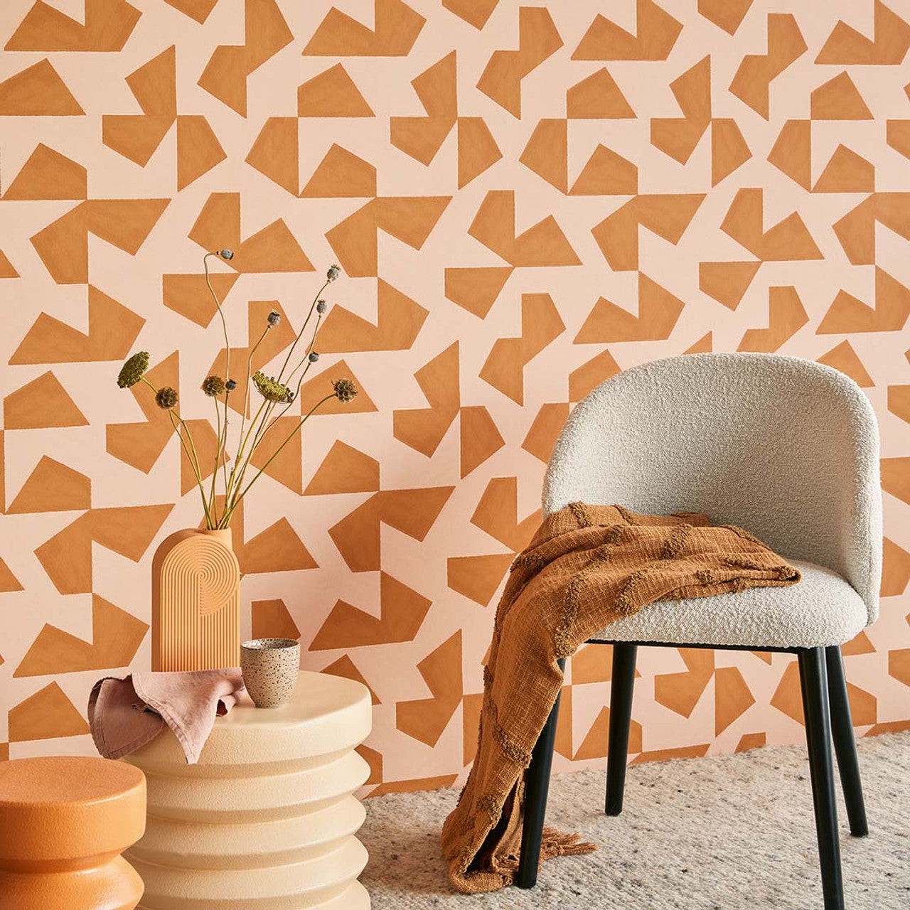 318041 - Scattered Geometry Twist Wallpaper - Terracotta - Eijffinger