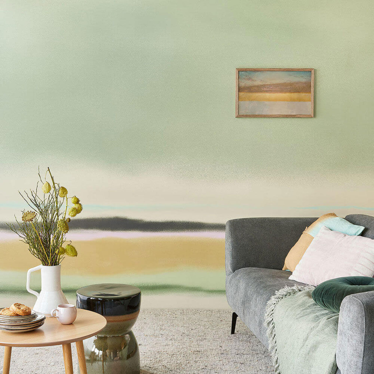 318071 - Dusky Horizon Twist Mural Wallpaper - Sea Green - Eijffinger