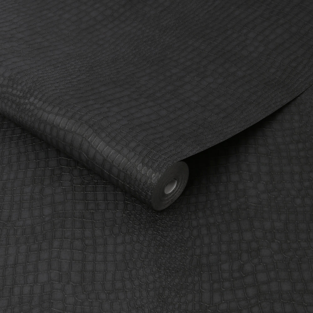 32-659 - Crocodile Wallpaper - Black - Graham & Brown