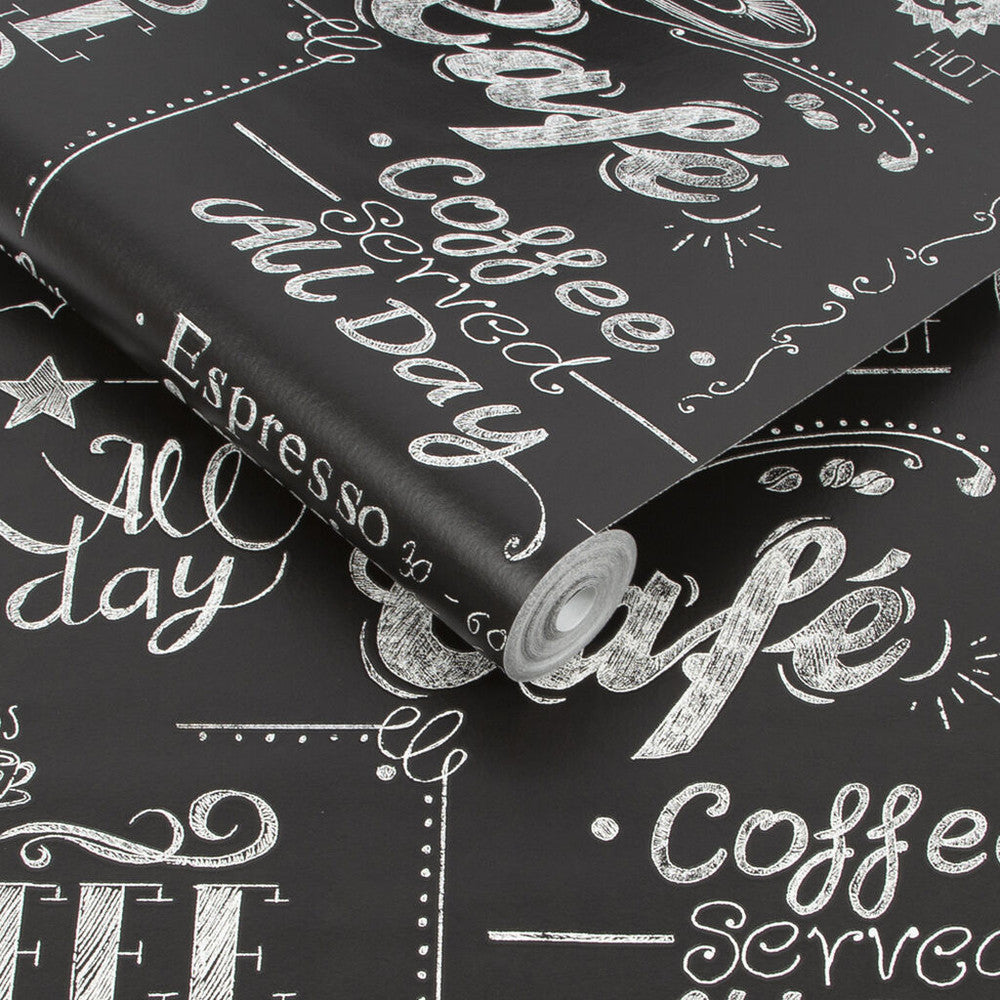 32-993 - Coffee Shop Wallpaper - Black & White - Superfresco Easy
