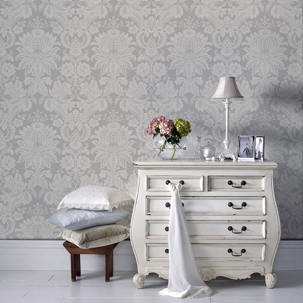 33-373 - Venetian Damask Wallpaper - Grey - Superfresco Easy