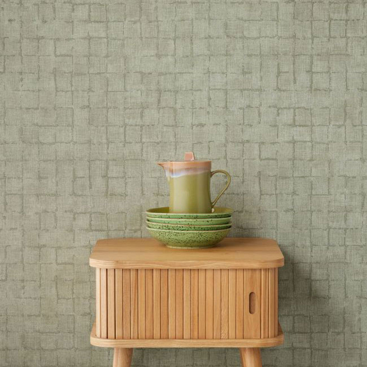 333454 - Rustic Check Emerald Wallpaper - Sage - Eijffinger