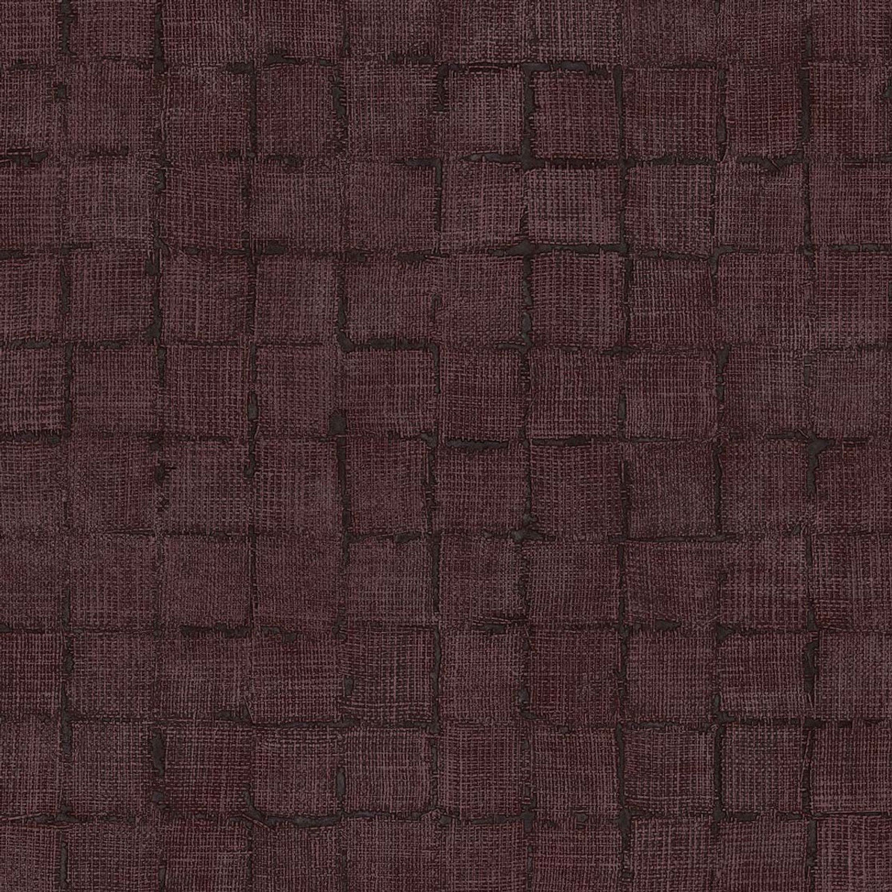 333459 - Rustic Check Emerald Wallpaper - Burgundy - Eijffinger