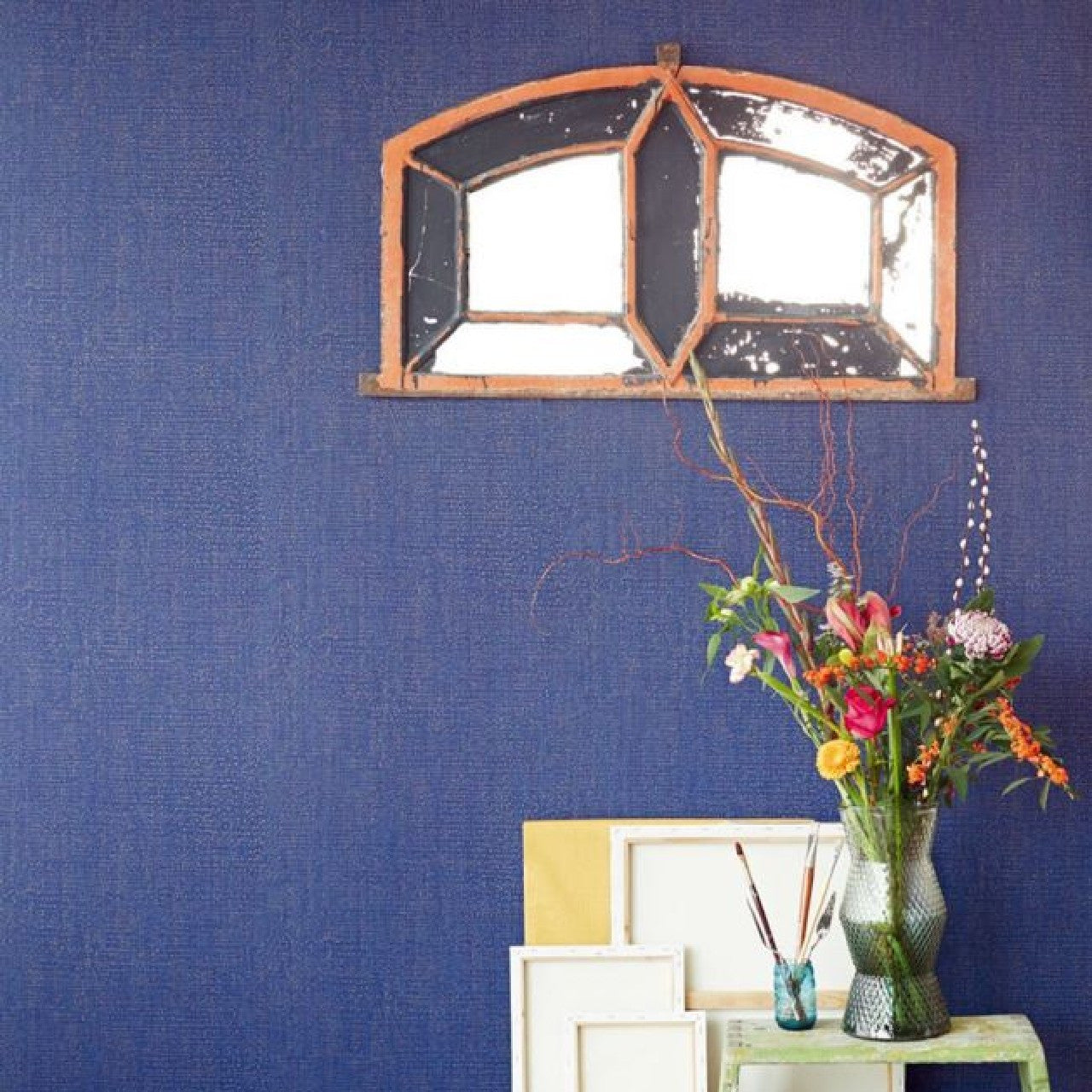 358060 - Droplets Masterpiece Plain Wallpaper - Navy - Eijffinger
