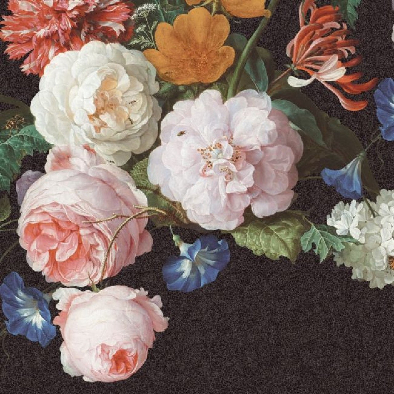 358113 - Flower Crown Masterpiece Mural Wallpaper - Black - Eijffinger