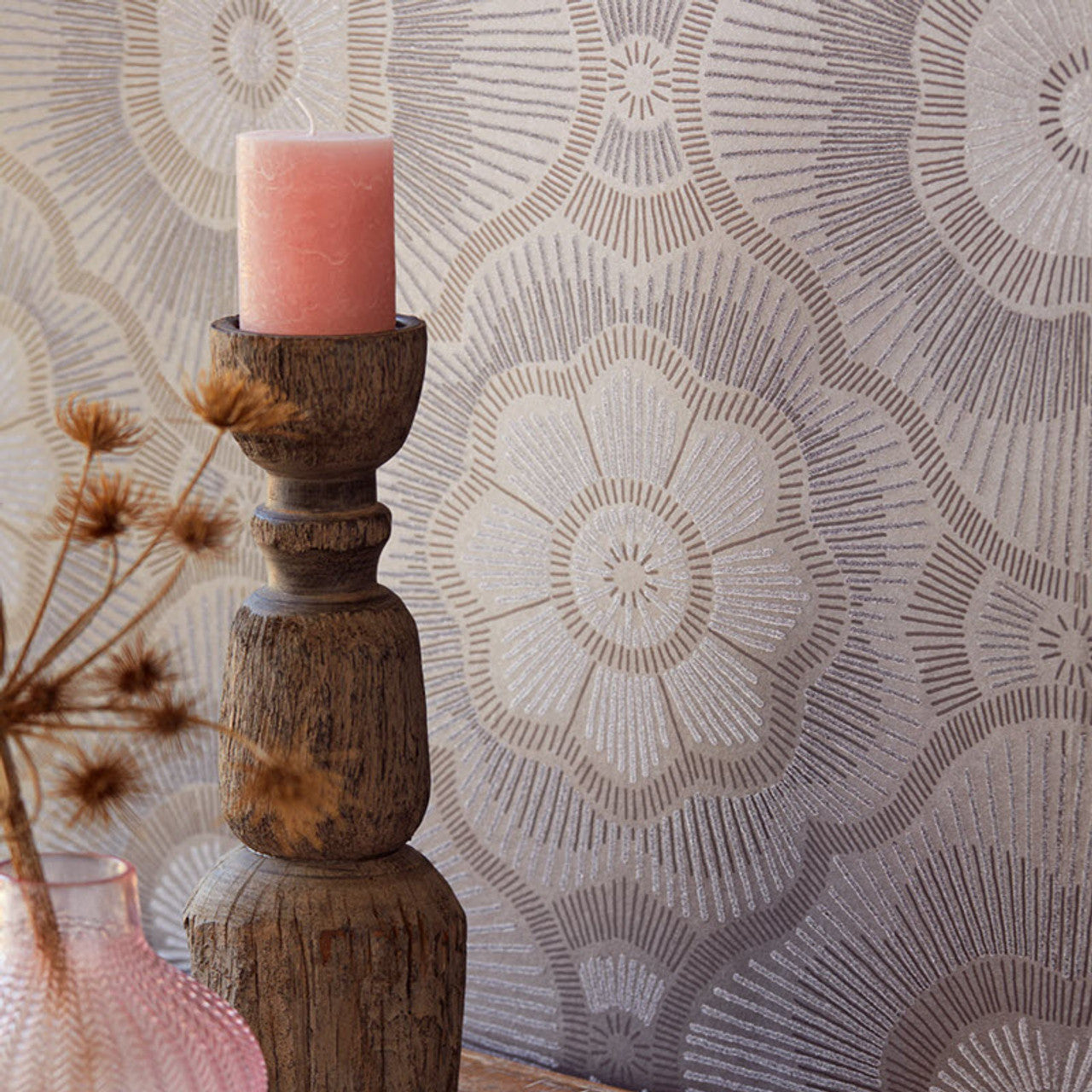 388751 - Lounge Floral Wallpaper - Pink - Eijffinger