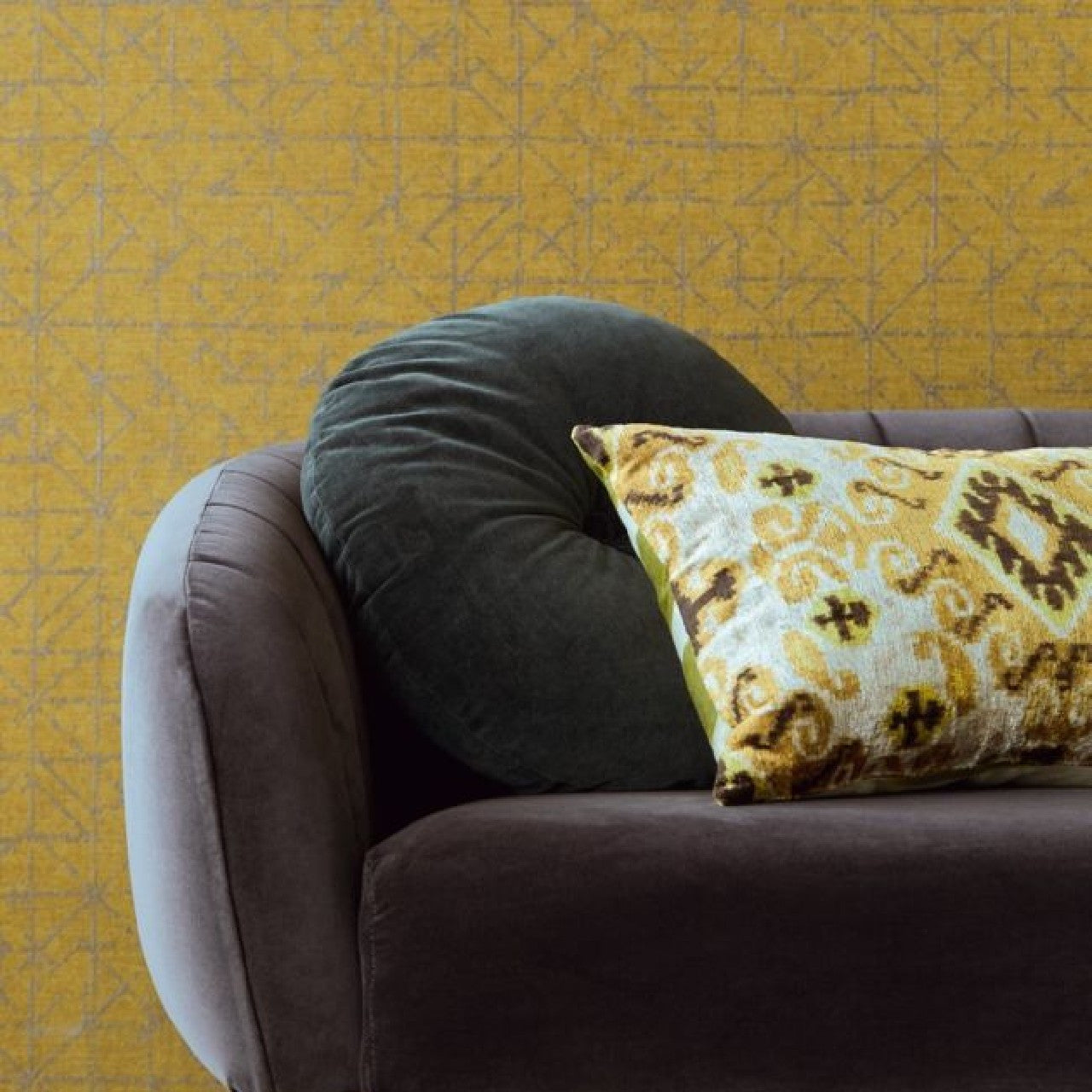 394533 - Geometric Sketch Topaz Wallpaper - Gold - Eijffinger