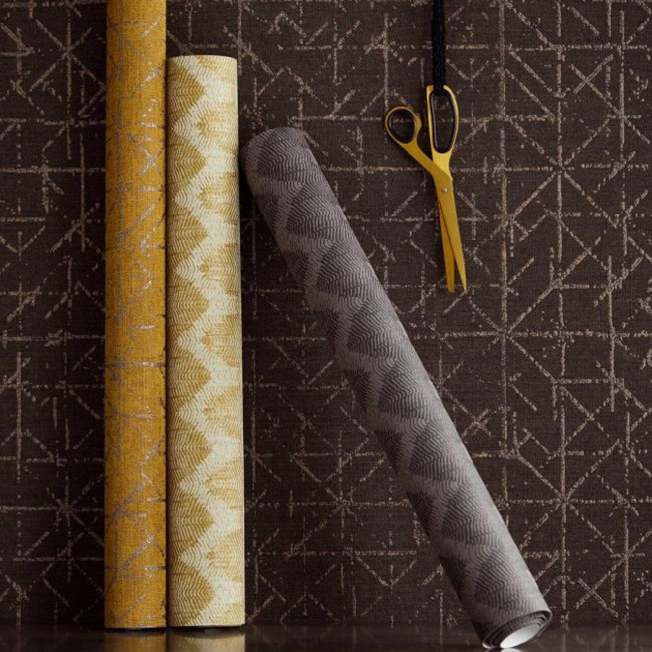 394535 - Geometric Sketch Topaz Wallpaper - Black - Eijffinger