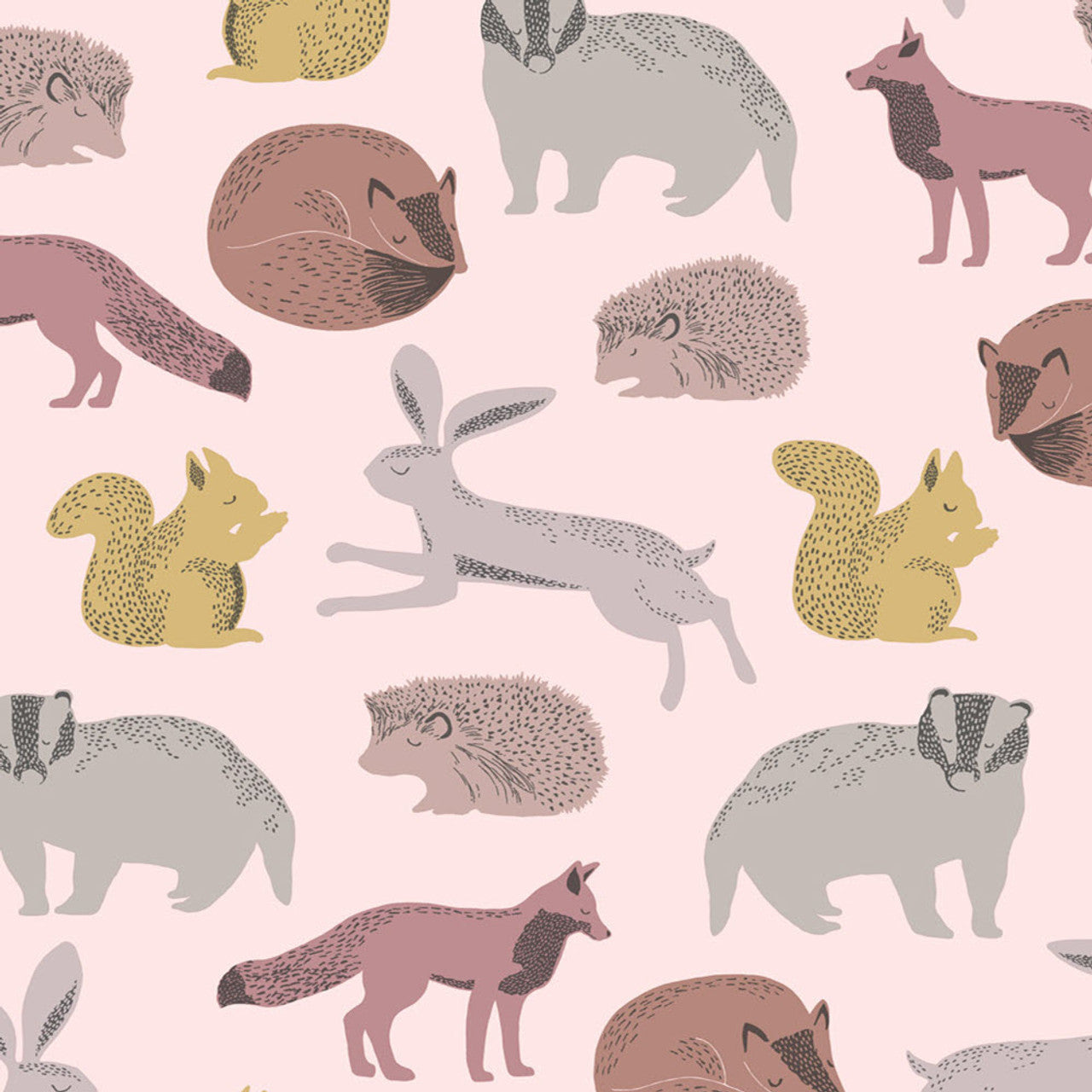 399052 - Mini Me Forest Animals Wallpaper - Pink - Eijffinger