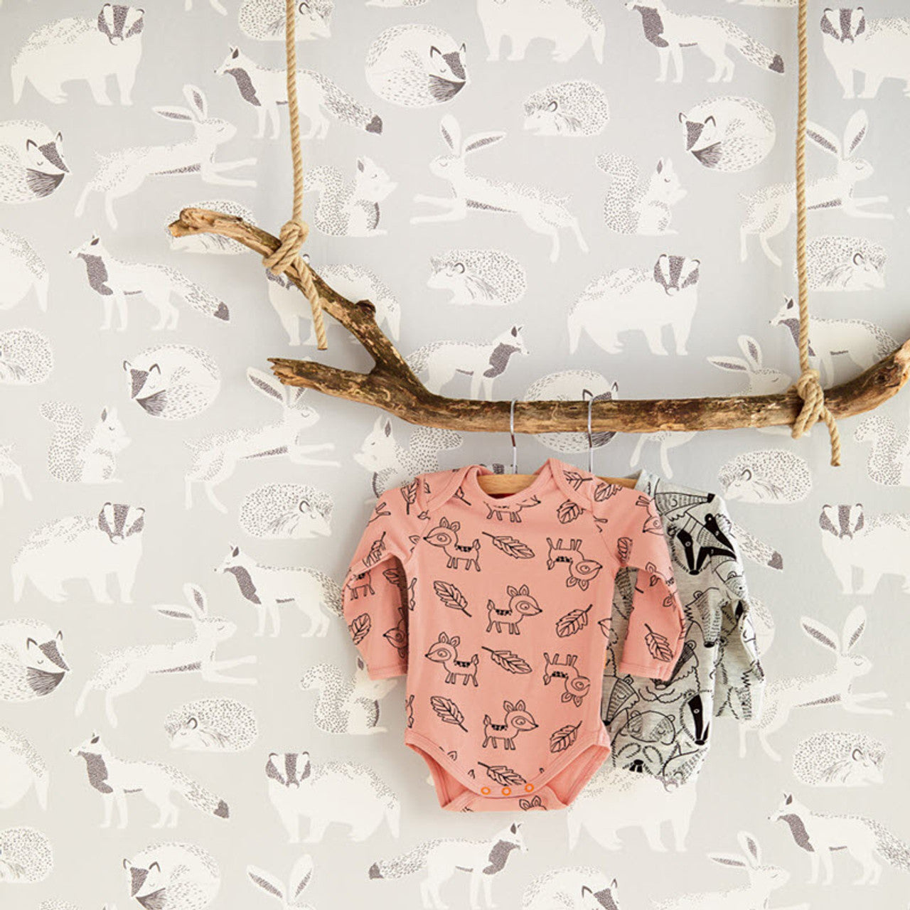 399060 - Mini Me Forest Animals Wallpaper - Grey - Eijffinger