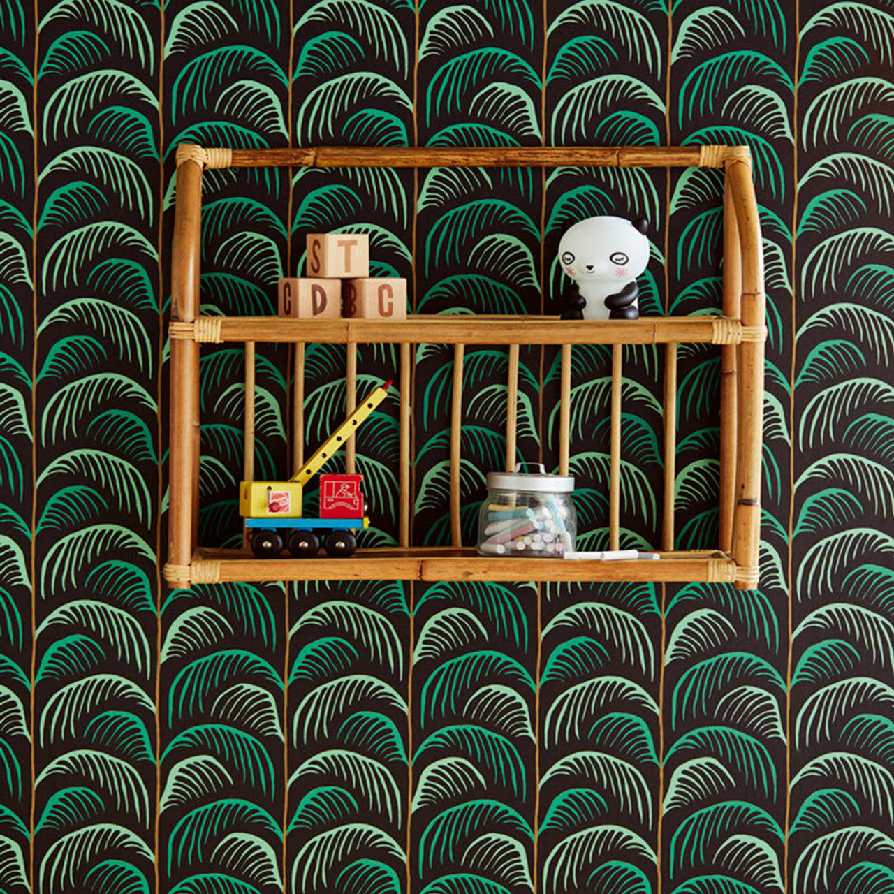 399073 - Mini Me Palm Wallpaper - Black - Eijffinger