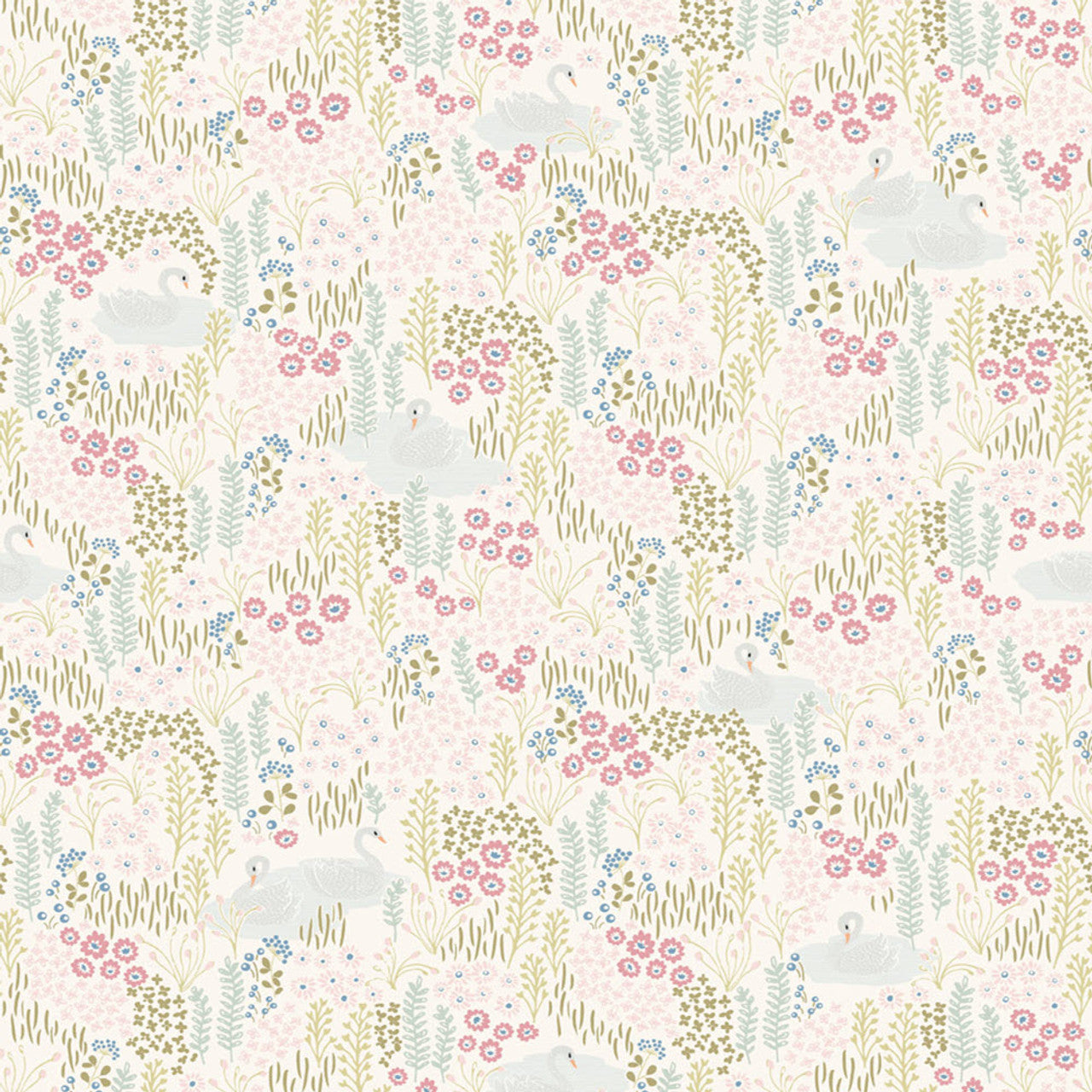 399118 - Mini Me Vintage Swans Mural Wallpaper - Multi - Eijffinger