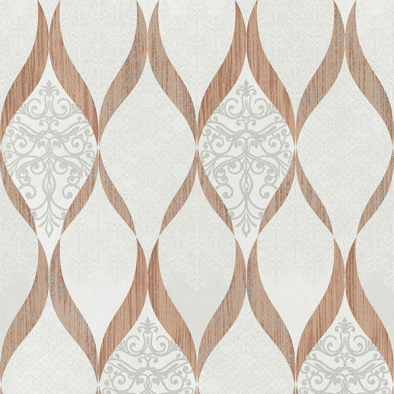 41006-30 - Deluxe Maria Kretschmer Wallpaper - Copper/Ivory - P+S International