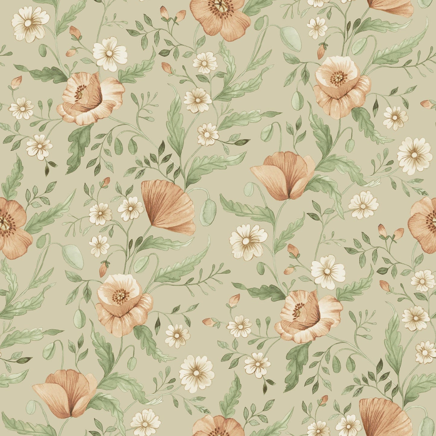 43118 - Tradgardsblommor Wallpaper - Greige - Midbec