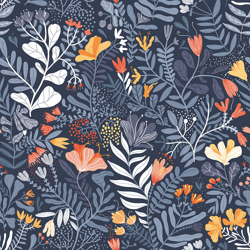 55012 - Brittsommar Wallpaper - Dark Blue - Midbec