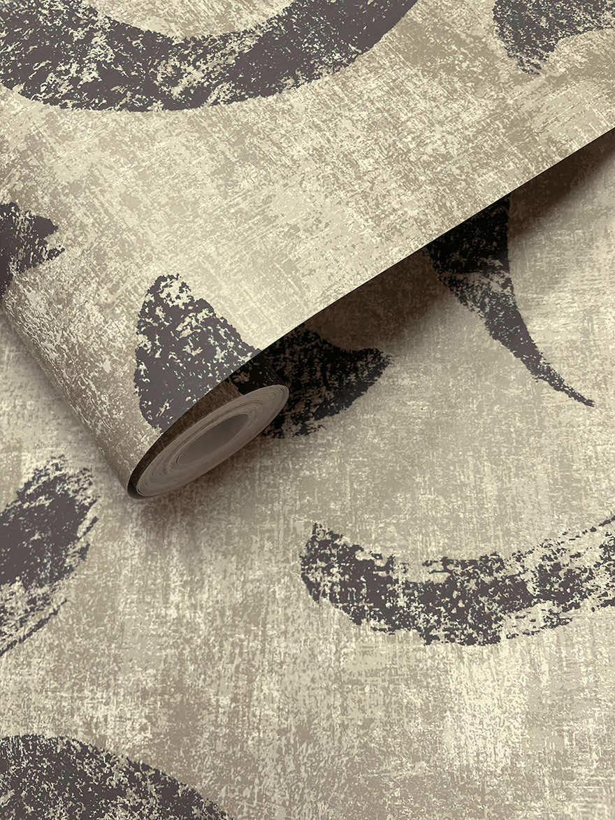 66032 - Sirocco Wallpaper - Linen / Noir - Holden Decor