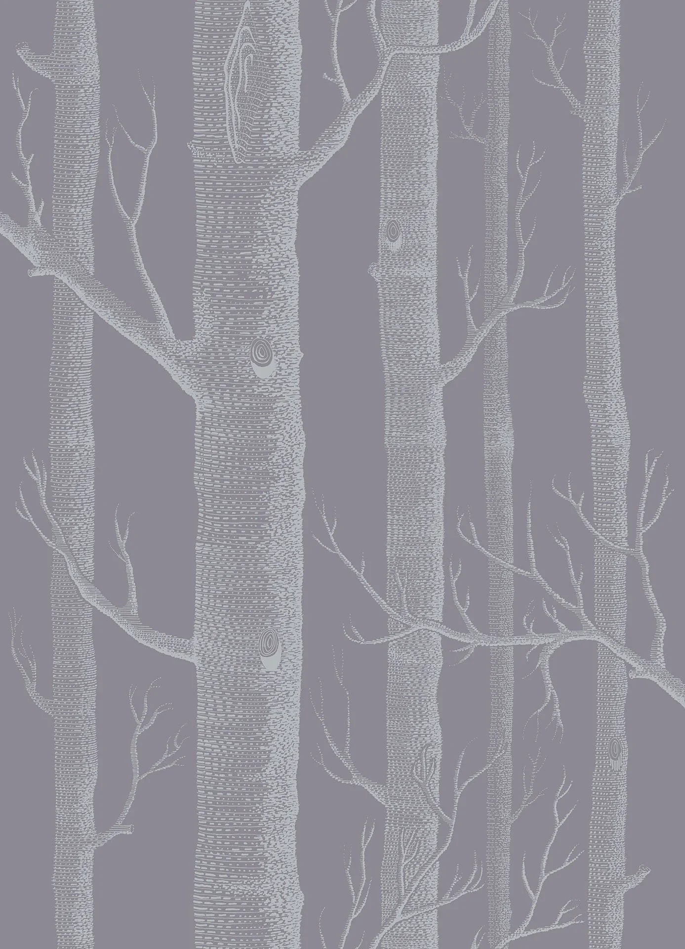 69/12151 - Woods Wallpaper - White on Lilac Grey - Cole & Son