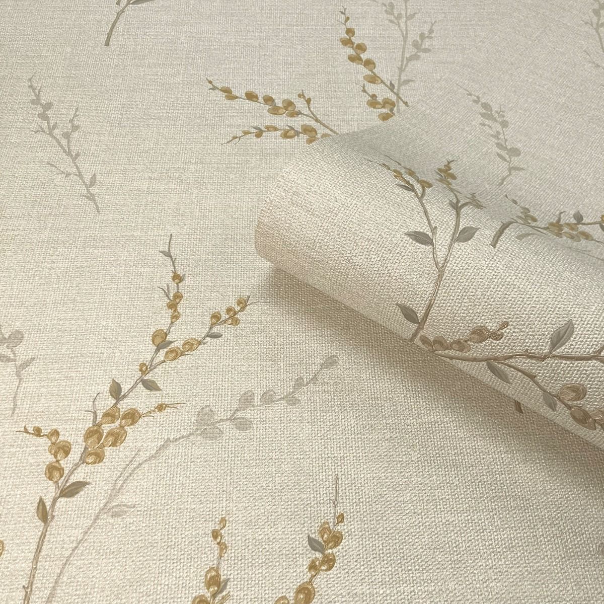 7150 - Carmella Floral Textured Vinyl Wallpaper - Cream - Belgravia