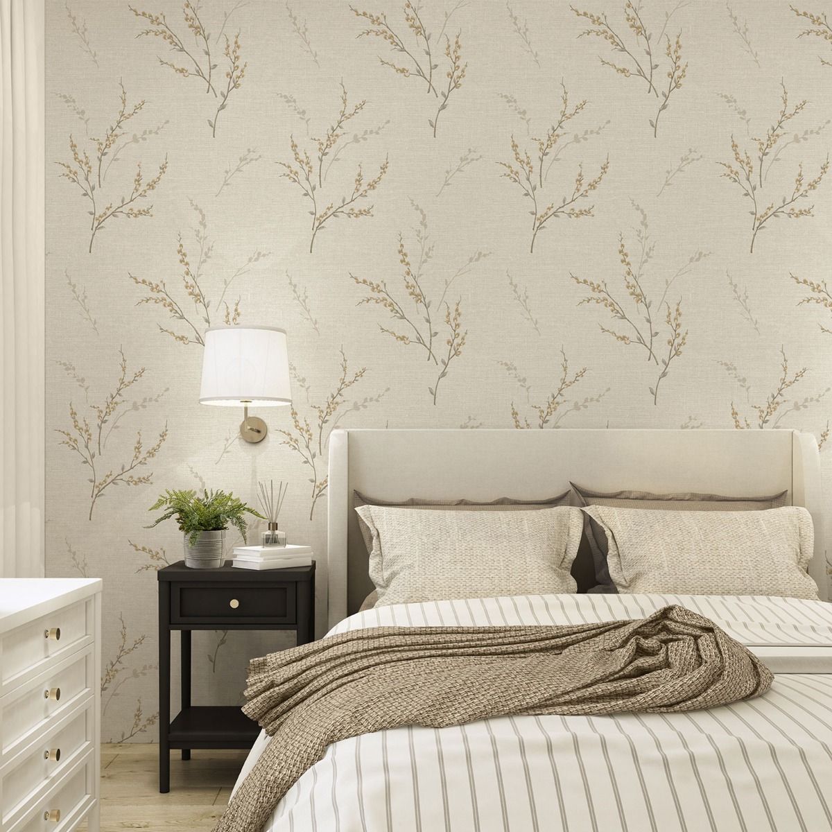 7150 - Carmella Floral Textured Vinyl Wallpaper - Cream - Belgravia